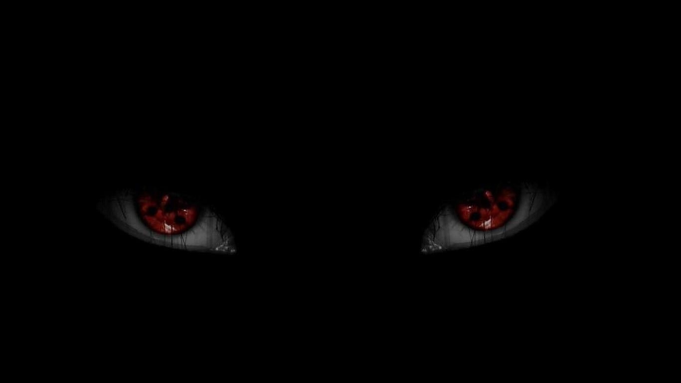 1370x770 Naruto Shippuuden, Sharingan, Black Background, Eyes, Uchiha, Desktop