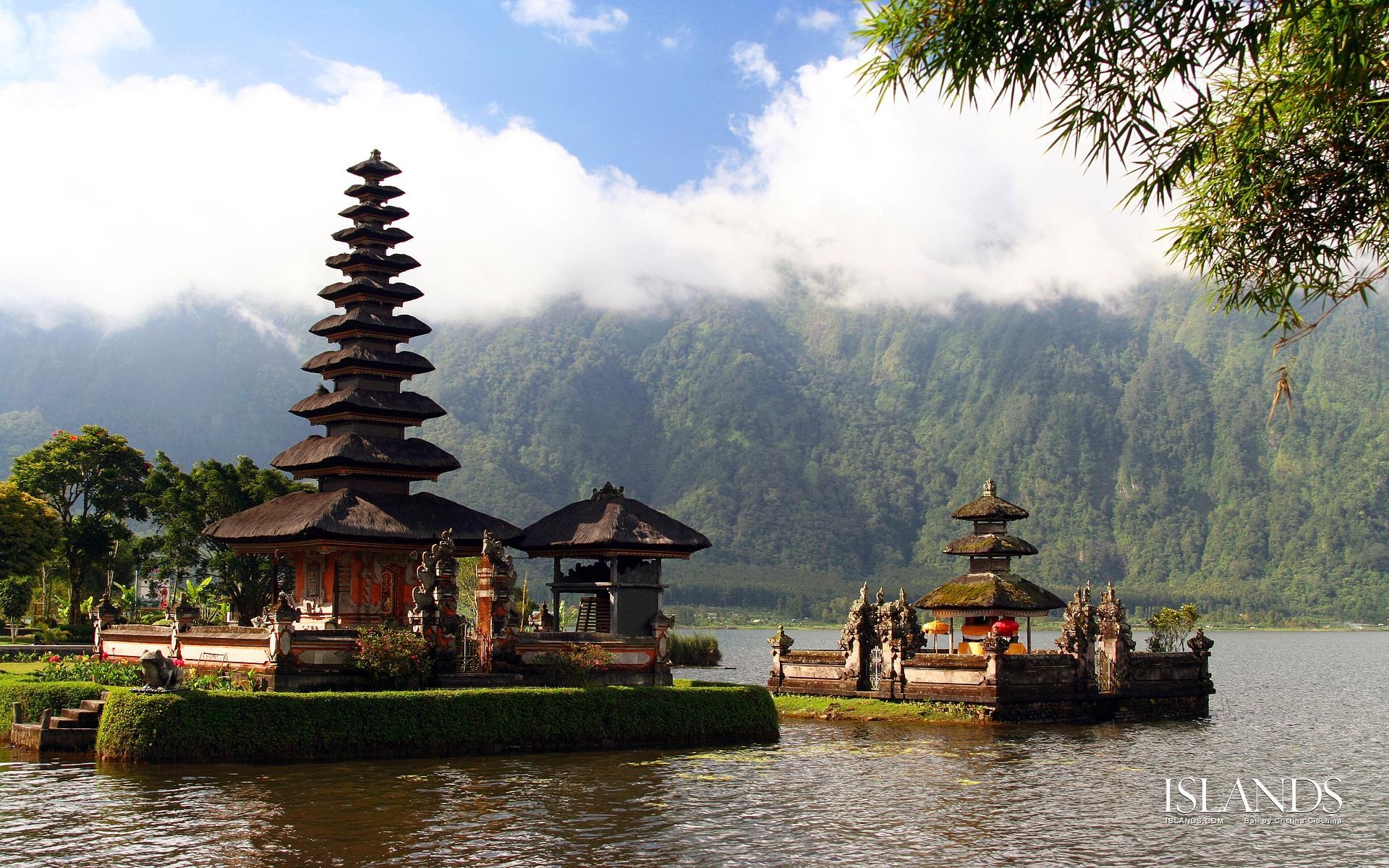 1920x1200 Temple on a background of mountains in Bali wallpaper and image, Desktop