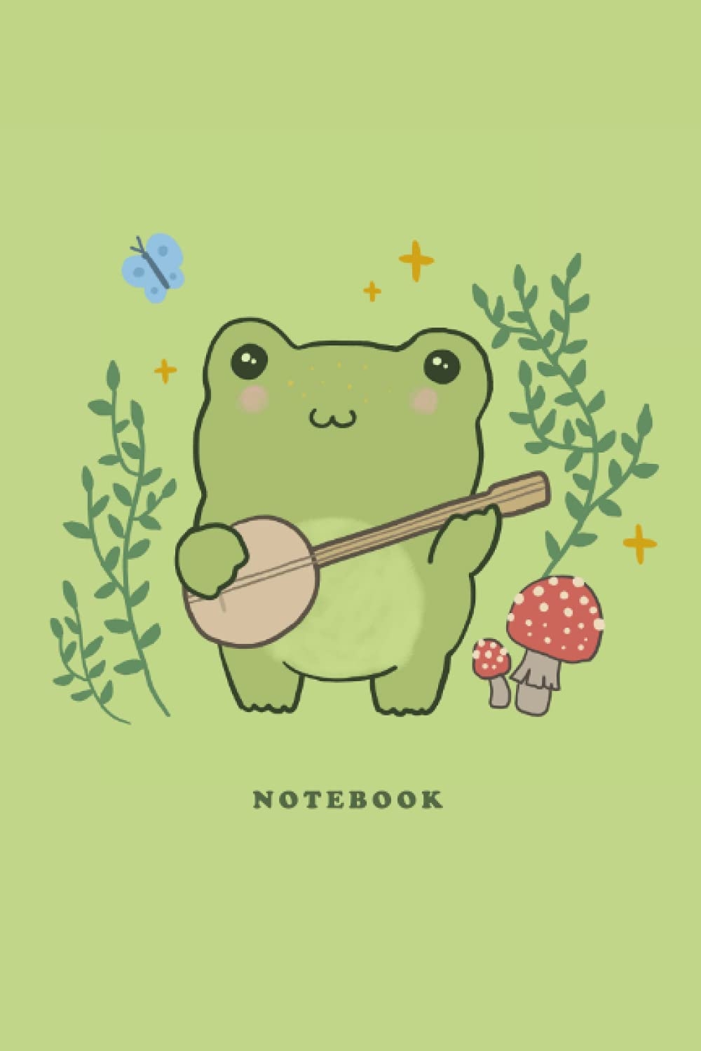 1000x1500 Notebook: Cute Cottagecore Frog Playing Banjo & Mushrooms. Graph Paper Journal. Illustrated Light Green Kawaii Aesthetic Diary: Frogs, Ministry of: 9798527739633: Books, Phone