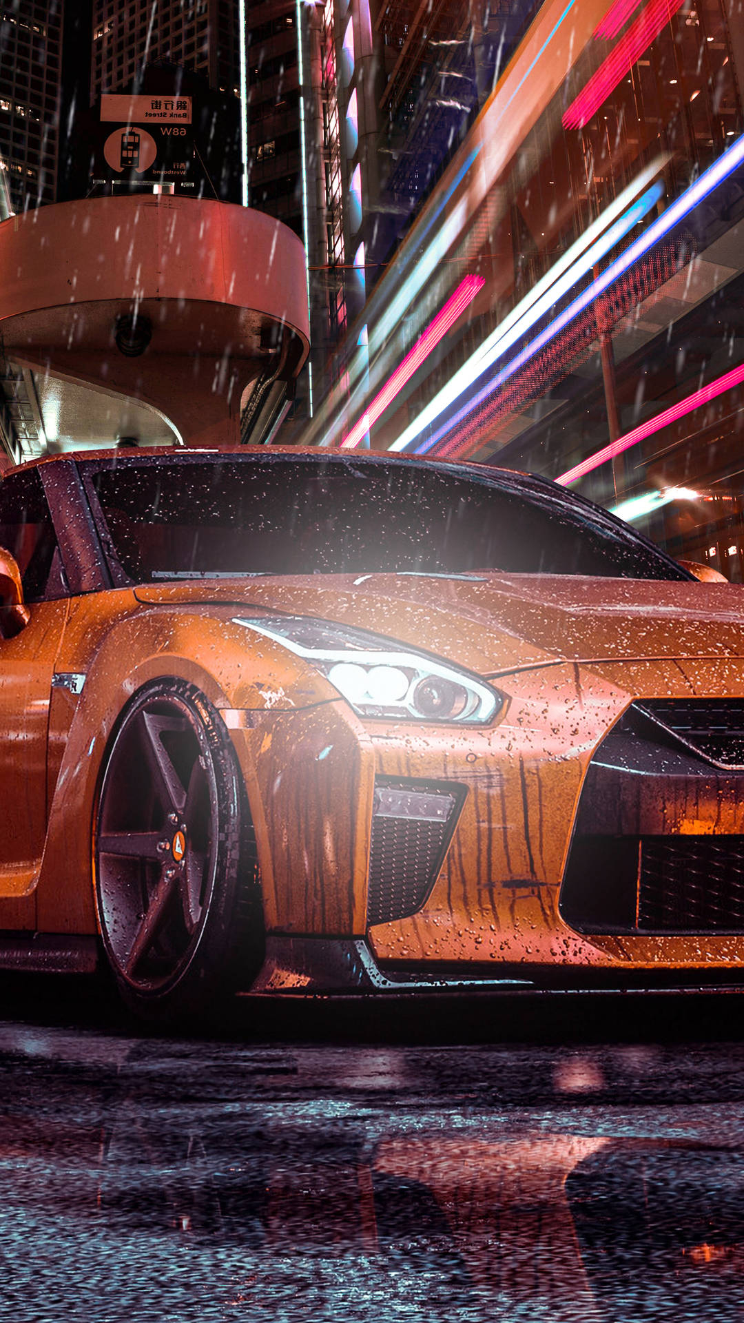 1080x1920 Download Stunning Orange Car in 4K for iPhone Wallpaper, Phone