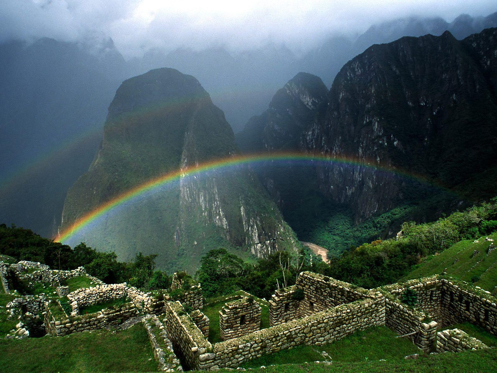 1600x1200 peru. Rainbow Over Machu Picchu Peru Wallpaper, Picture, Photo, Desktop