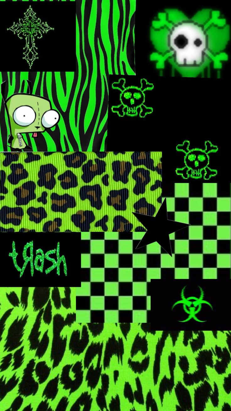 740x1310 green #y2k #emo #scene #zebraprint, Phone