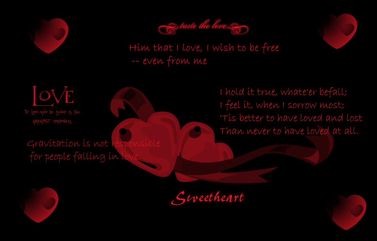 1250x800 Black Background With Red Hearts, Desktop