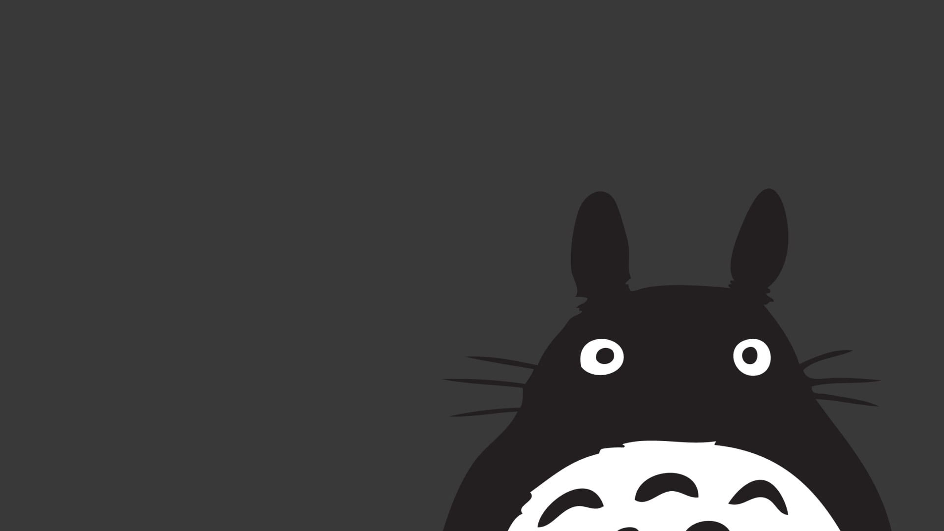 1920x1080 My Neighbor Totoro Wallpaper, Anime, Studio Ghibli, Gray, Minimalism, Desktop