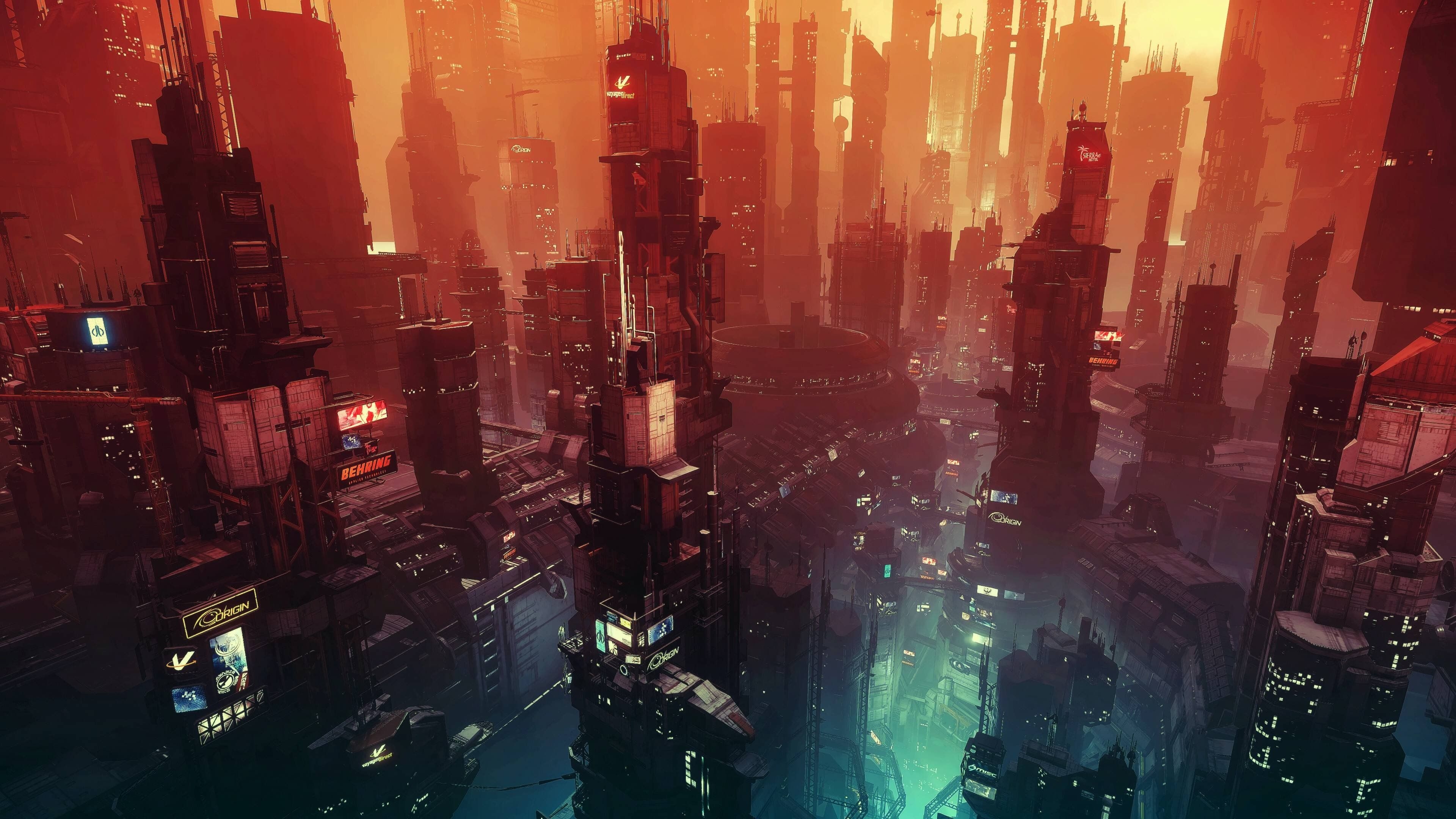 3840x2160 Cyberpunk City 4K wallpaper, Desktop