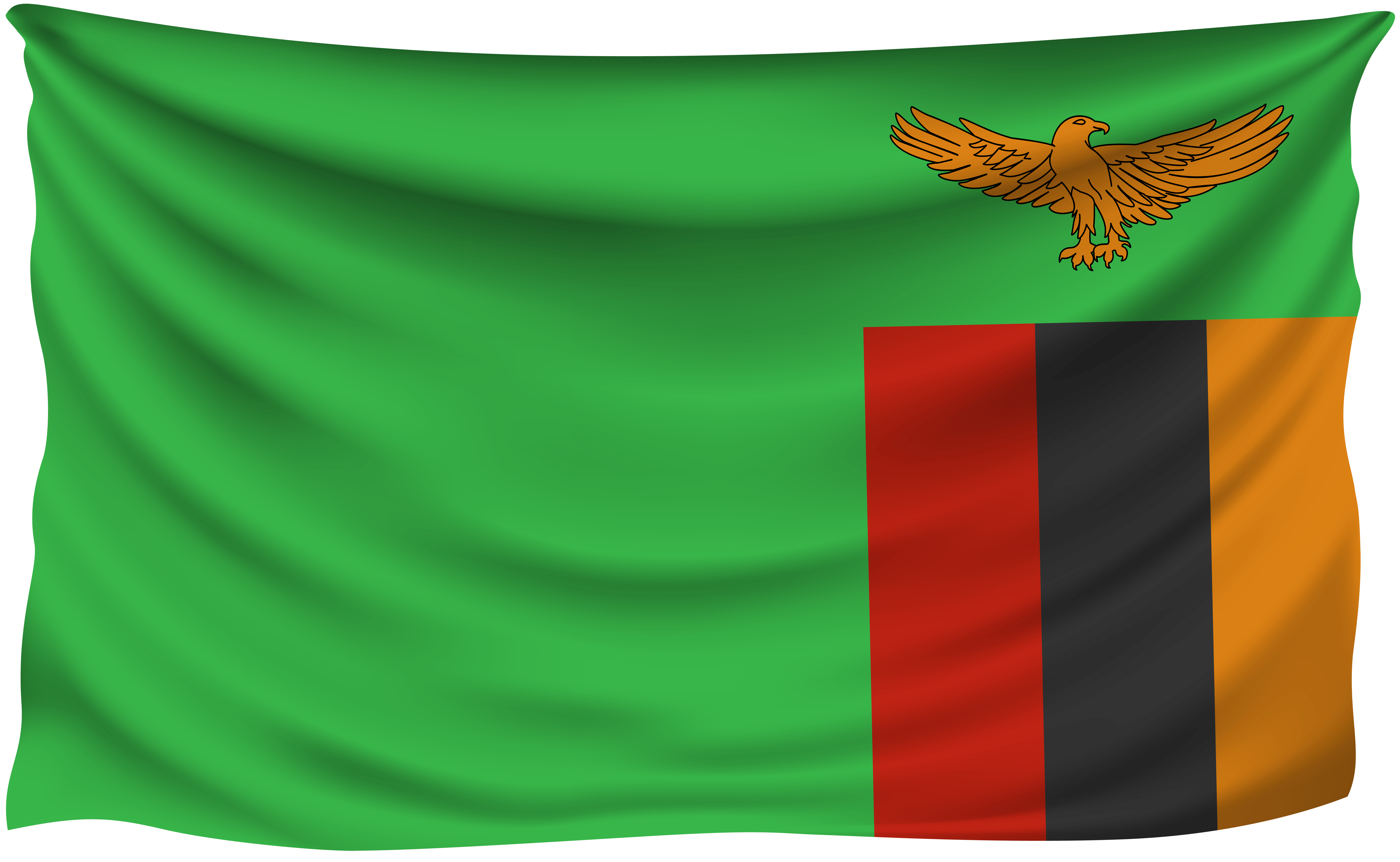 8000x4930 Zambia Wrinkled Flag Quality Image, Desktop