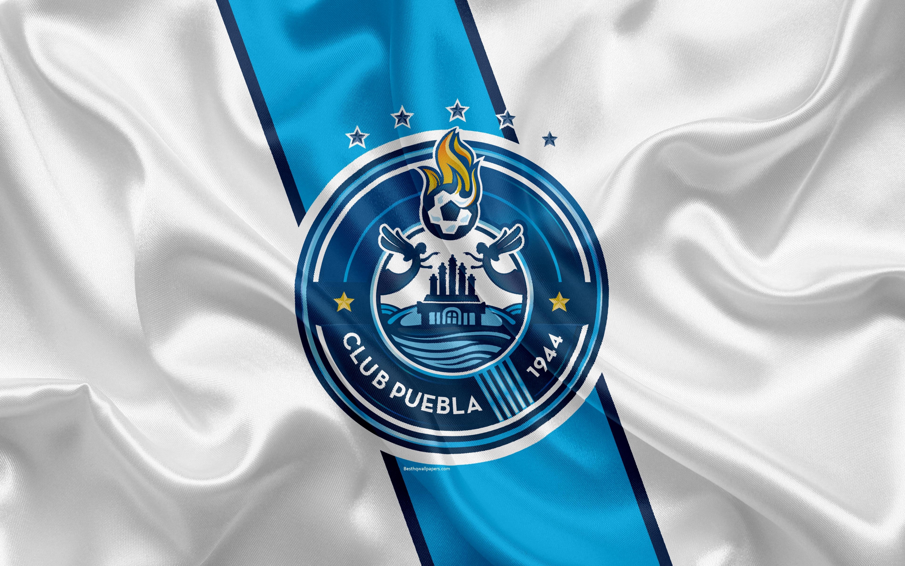 3840x2400 Download wallpaper Puebla FC, 4K, Mexican Football Club, emblem, Desktop