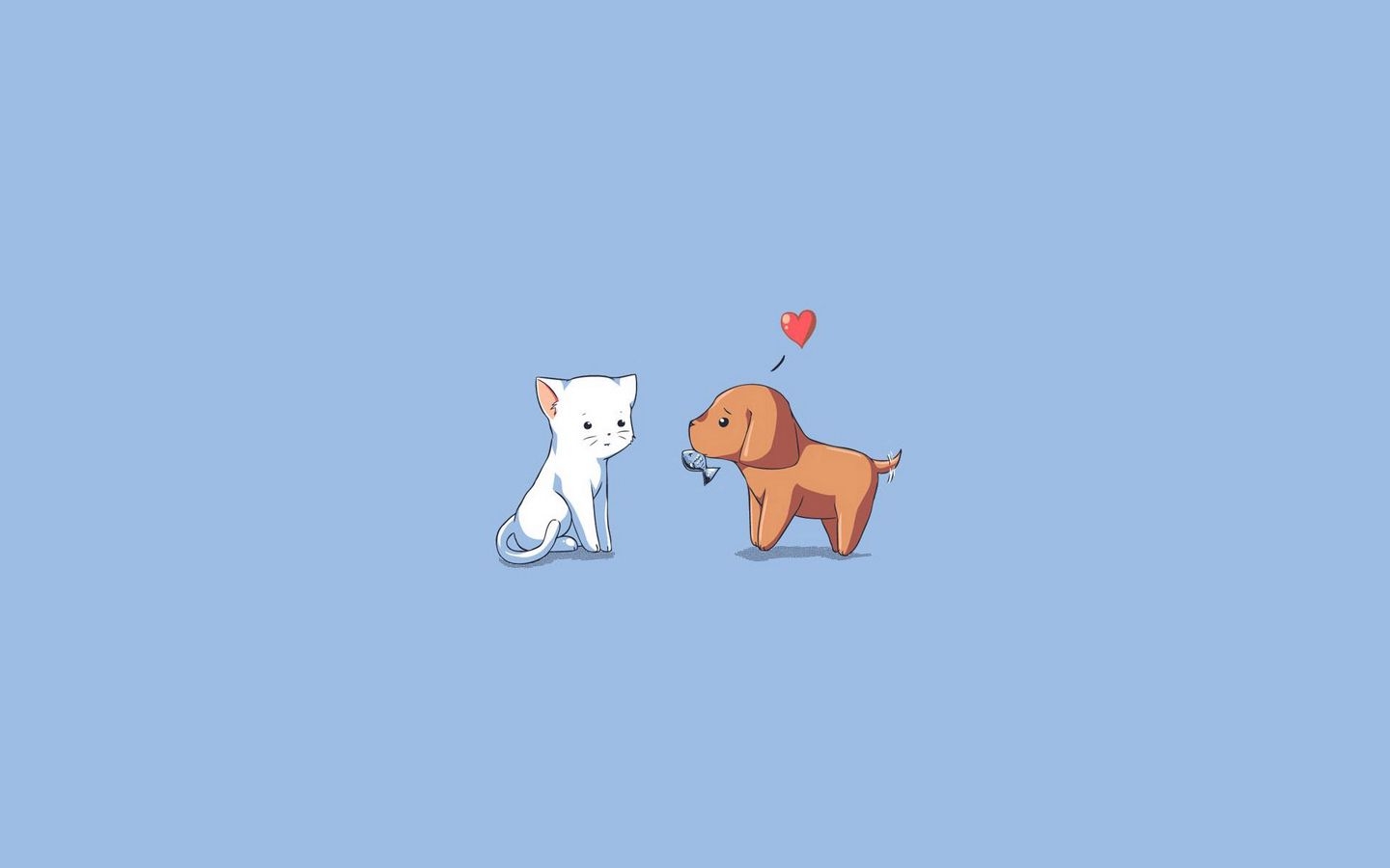 1440x900 Download wallpaper  dog, cat, kitten, puppy, drawing, heart widescreen 16:10 HD background, Desktop