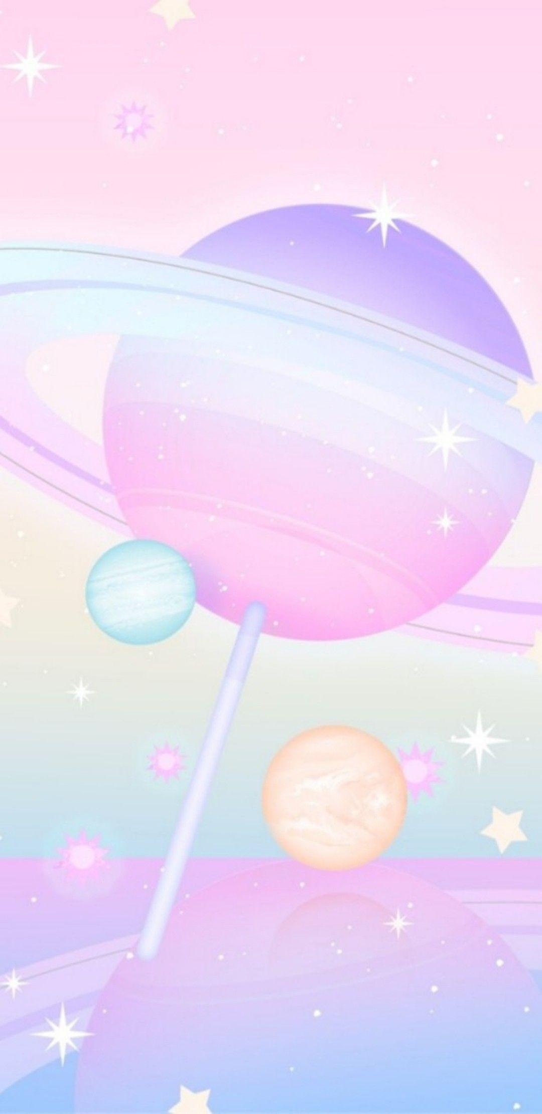 1080x2220 iPhone Wallpaper. Pink, Cartoon, Balloon, Sky, Illustration, Space, Phone