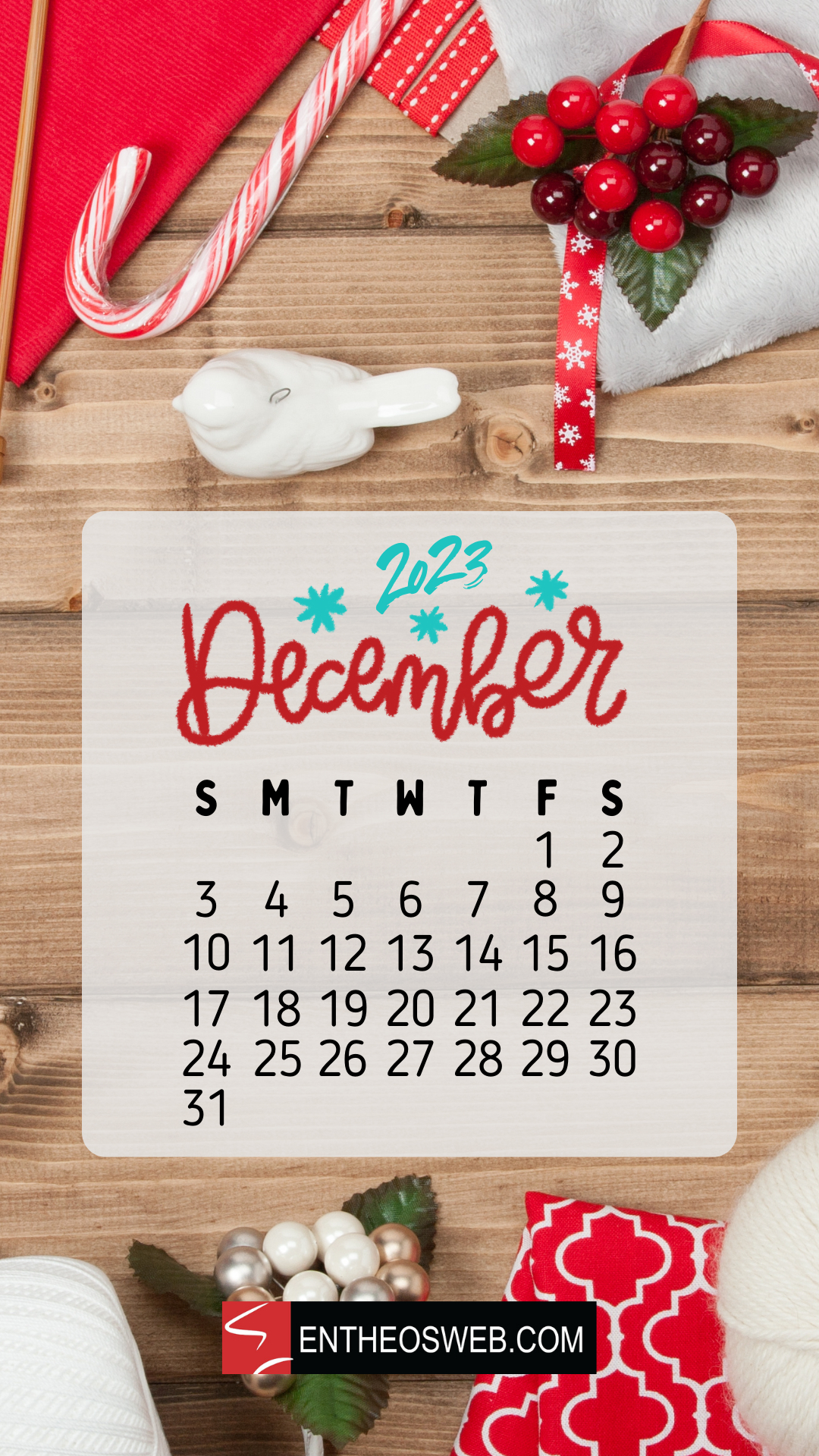 1080x1920 December 2023 Calendar Phone Wallpaper, Phone