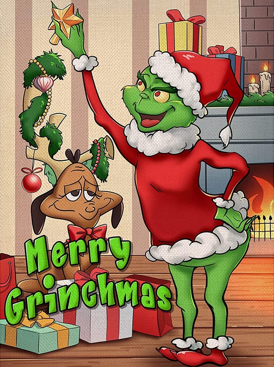 970x1290 NAIMOER Christmas Diamond Painting Kits for Adults, Full Drill Round Merry Grinchmas Diamond Art Cartoon Gem Painting, Grinch Diamond Painting for Home Wall Decor 12x16inch, Phone