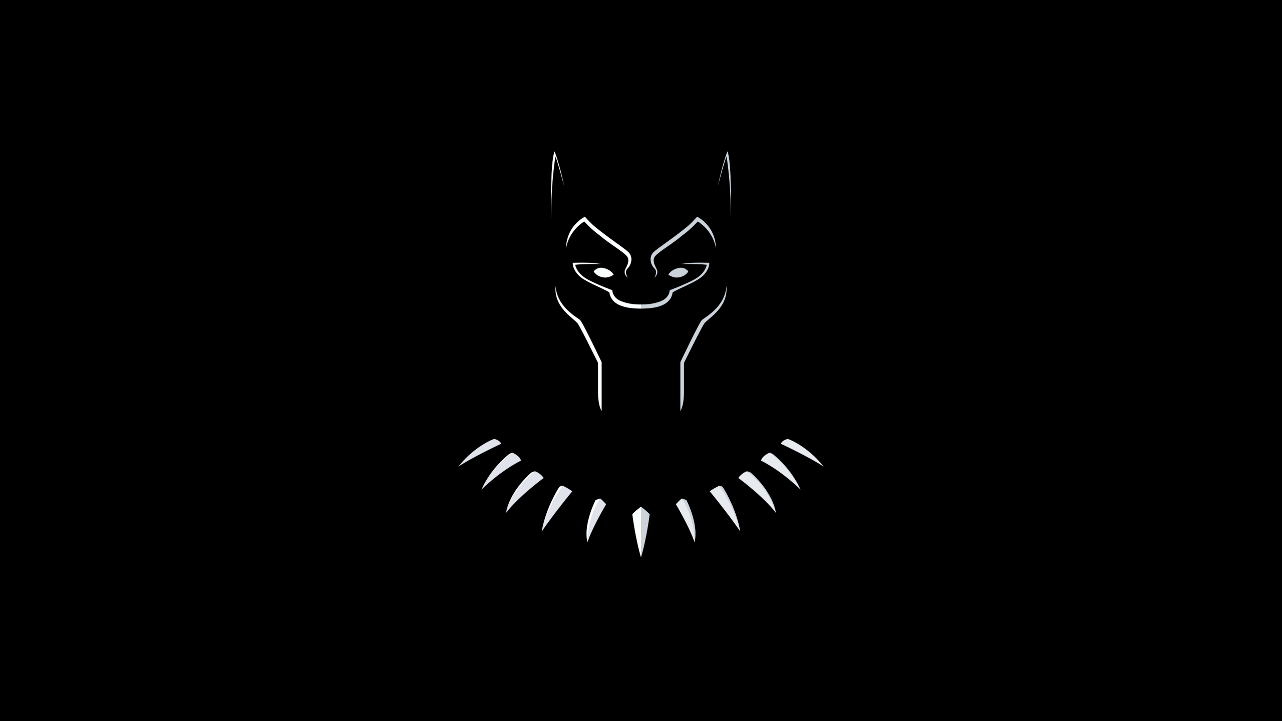 2560x1440 Black Panther Wallpaper 4K, Minimal Art, Black Background, Black Dark, Desktop