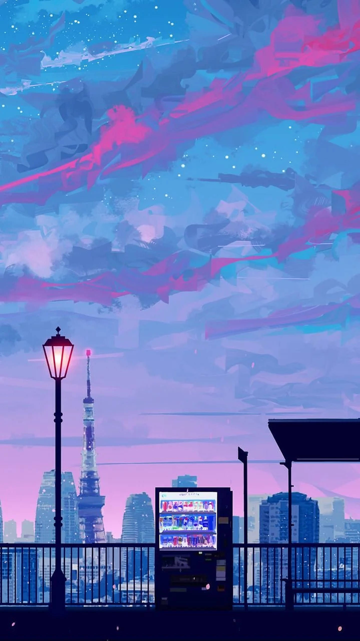 1440x2560 Download Anime City iPhone Aesthetic Wallpaper, Phone