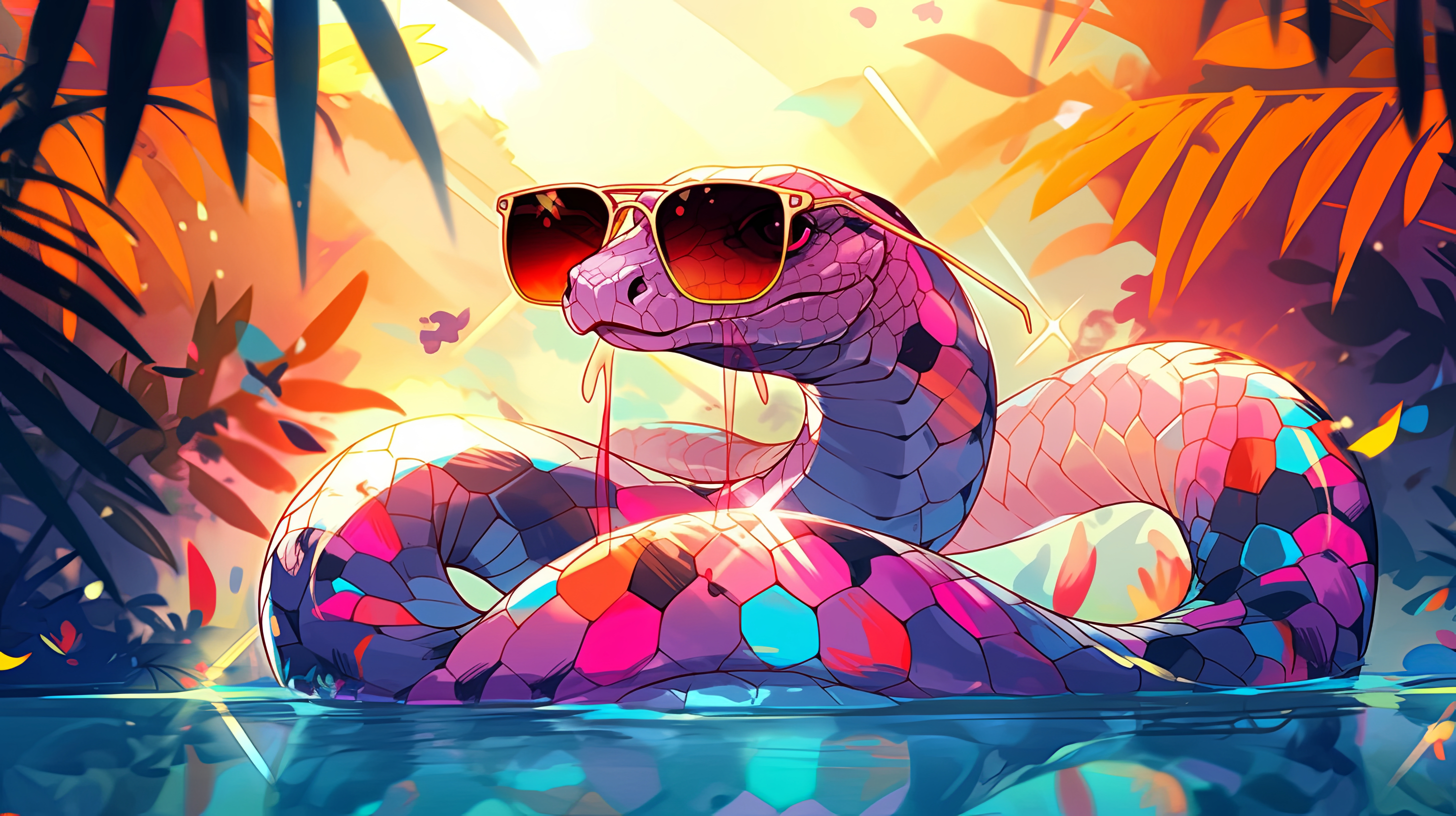 2920x1640 Sunglass Snake AI Art HD, Desktop