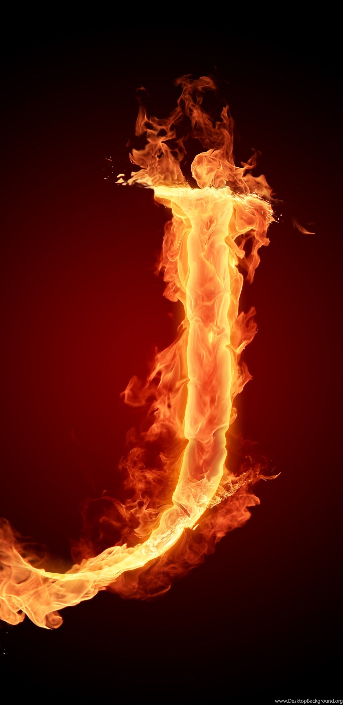 1440x2960 J Fire Letters HD Wallpaper Desktop Background, Phone