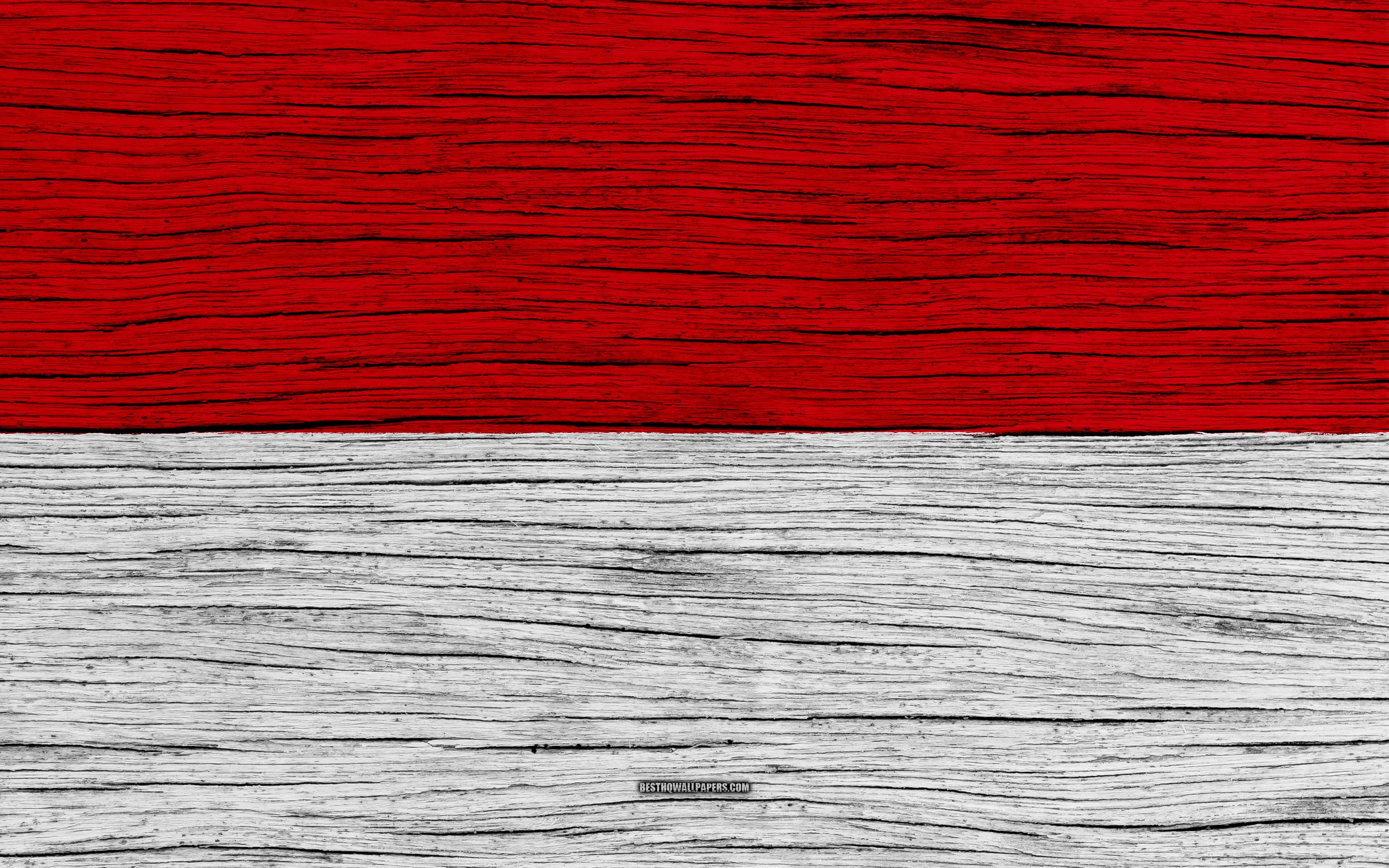 3840x2400 Download wallpaper Flag of Monaco, 4k, Europe, wooden texture, Desktop