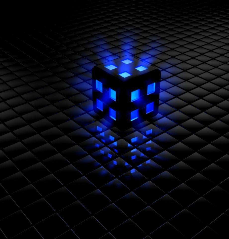 930x970 Animated 3D Blue Cube Desktop Wallpaper, Phone