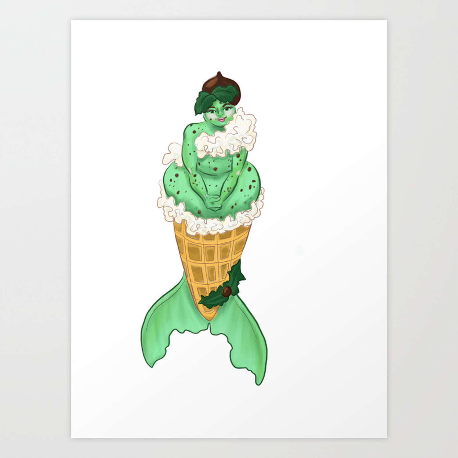 1500x1500 Ice Cream Mermaids: Mint Chocolate Chip Art Print, Phone