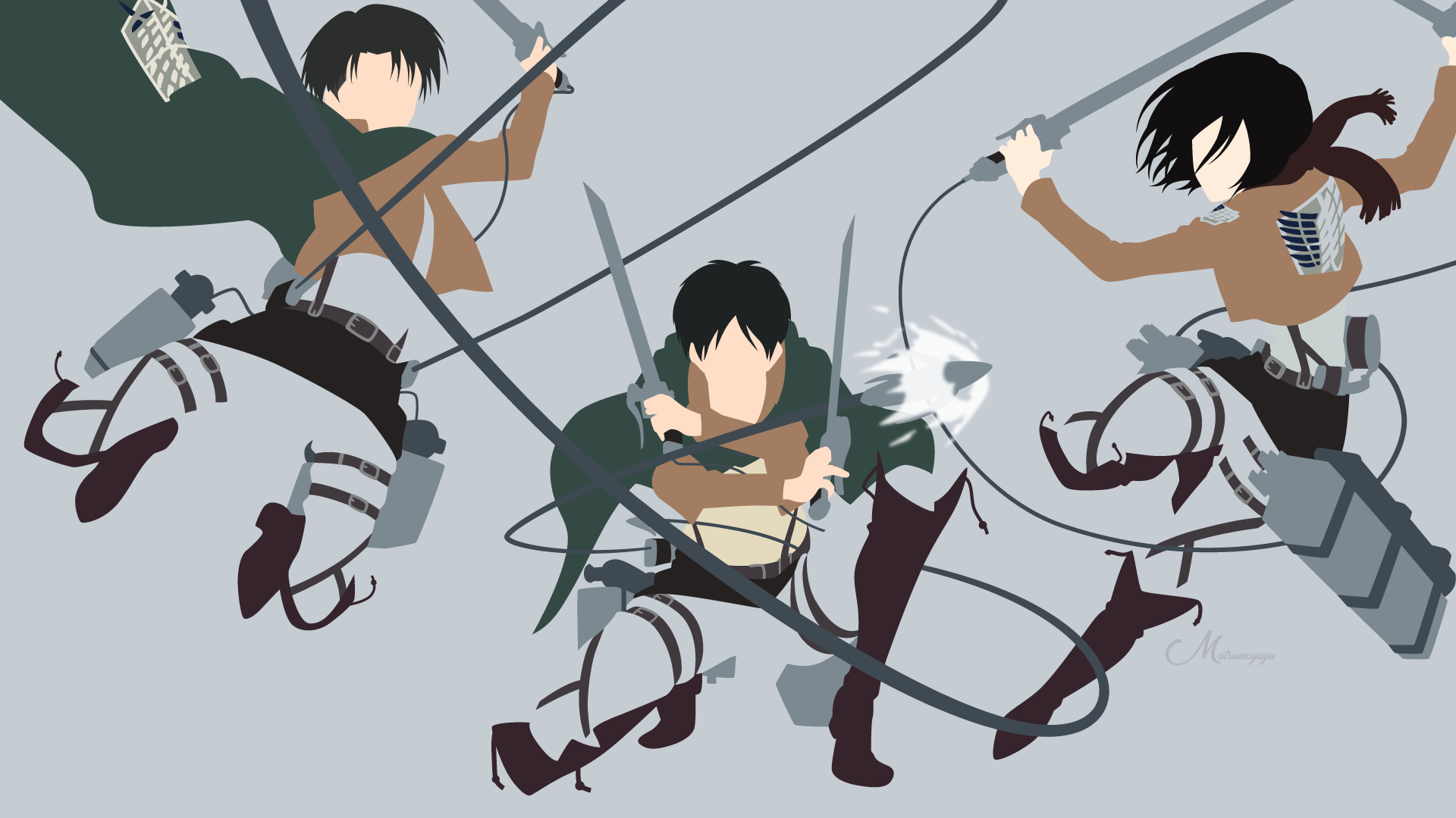 1920x1080  Mikasa Ackerman, Eren Yeager, Levi Ackerman wallpaper PNG, Desktop