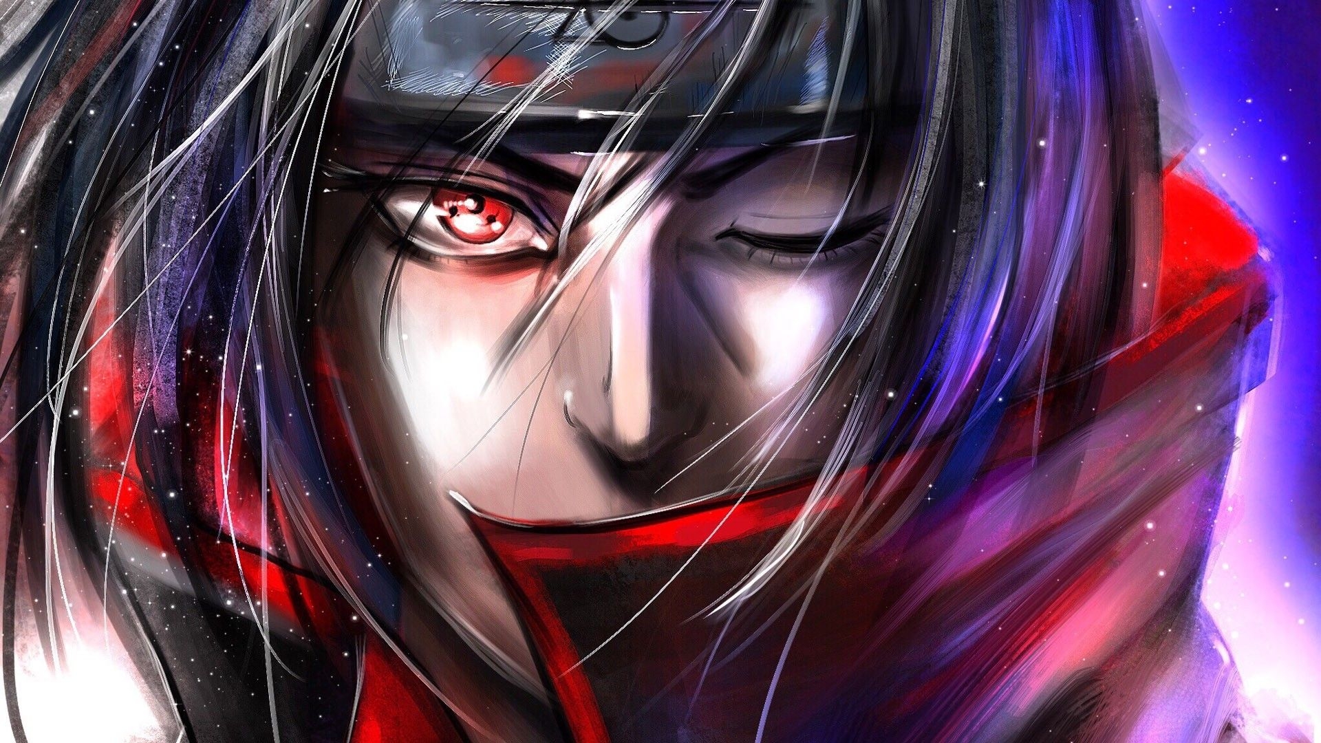 1920x1080 Akatsuki (Naruto) Itachi Uchiha In Color Background HD Anime Wallpaper, Desktop