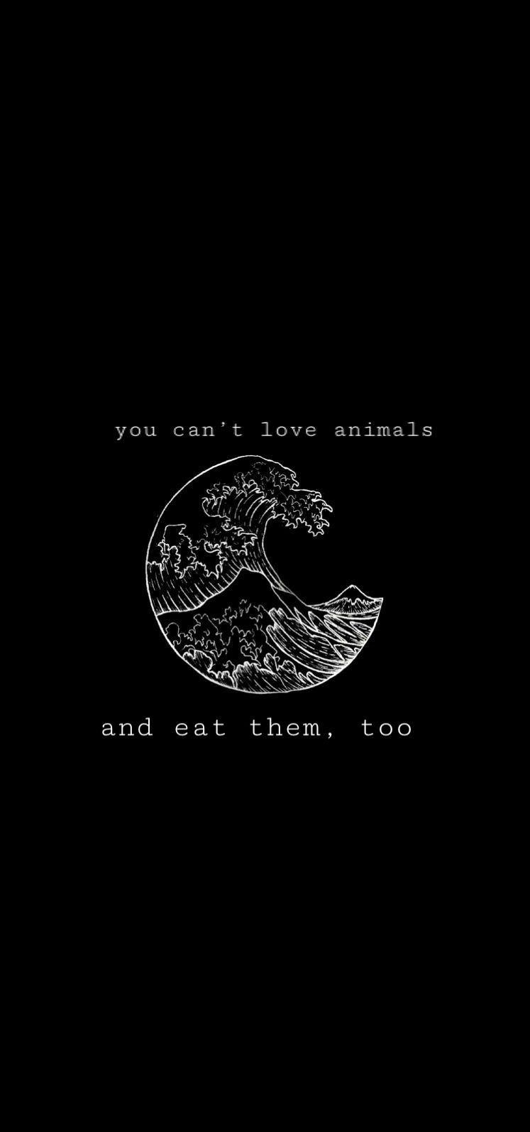 750x1600 vegan message wallpaper, iPhone wallpaper, waves, black, Phone