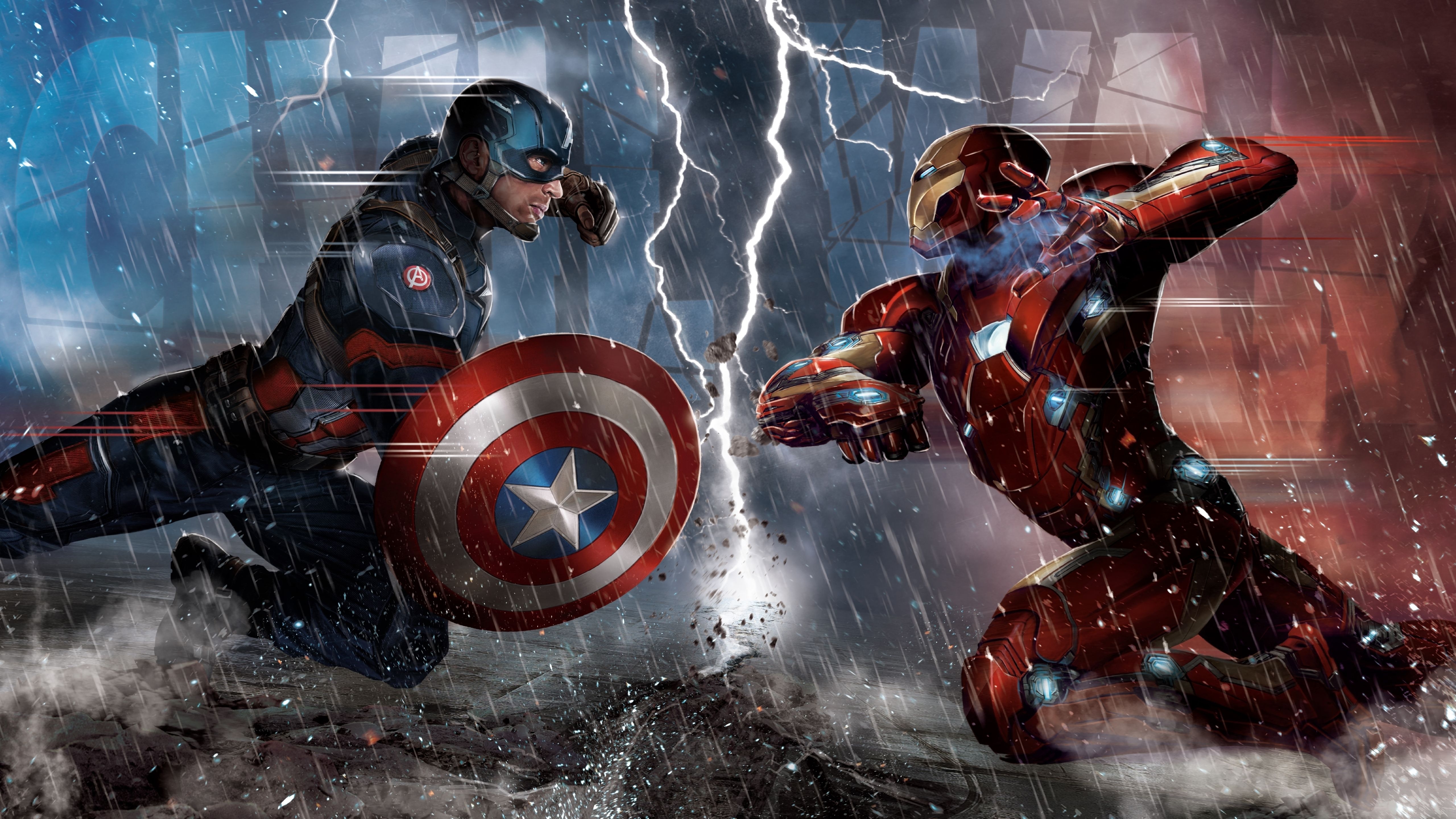 5120x2880 Captain America vs Iron Man (2016) 4K UHD 16:9 3840x2160 Wallpaper, Desktop