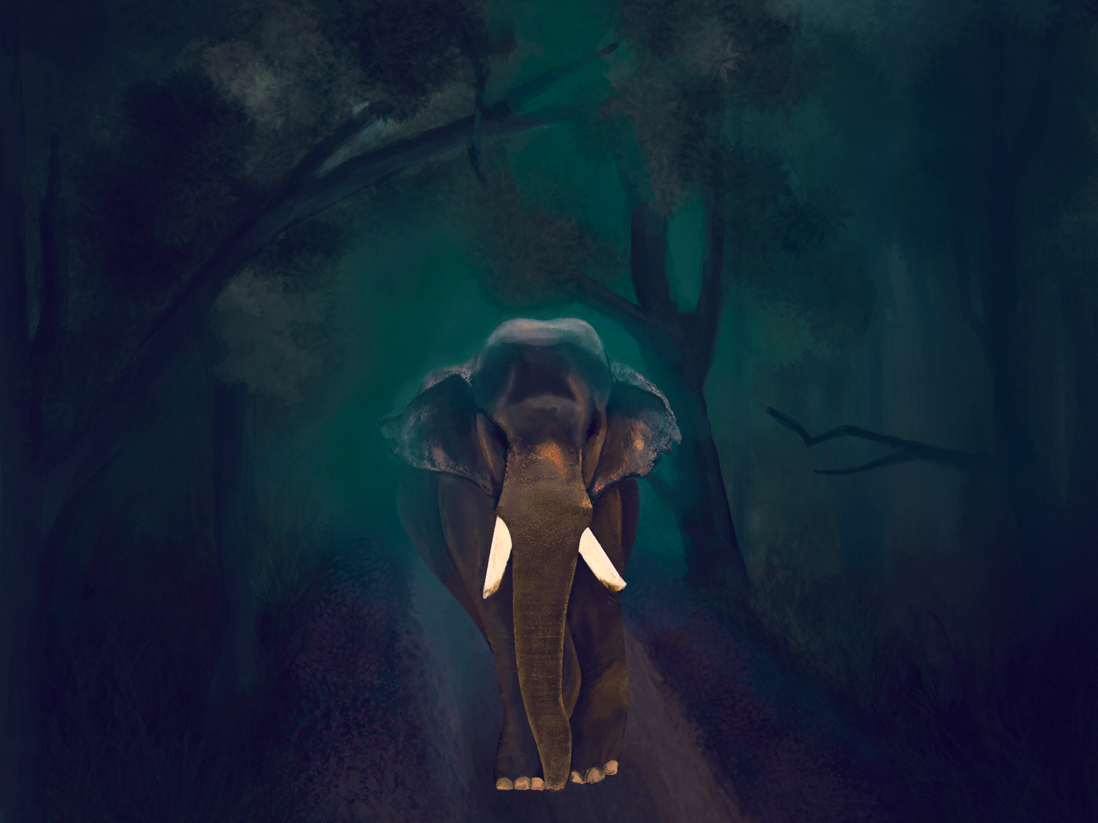 1600x1200 Digital painting kerala elephant, Desktop