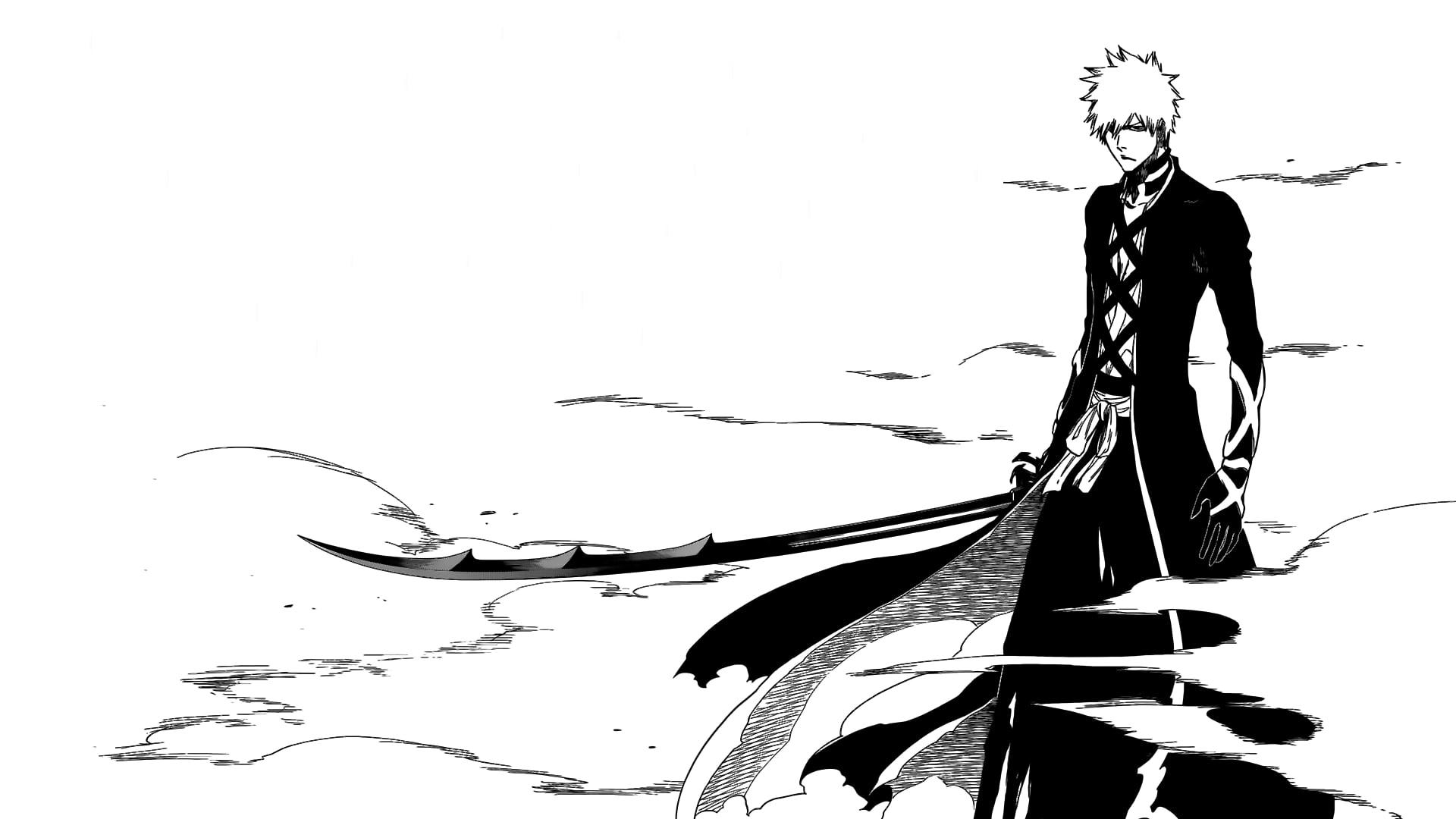 1920x1080 Man wearing black top sketch, Bleach, Kurosaki Ichigo, manga HD, Desktop