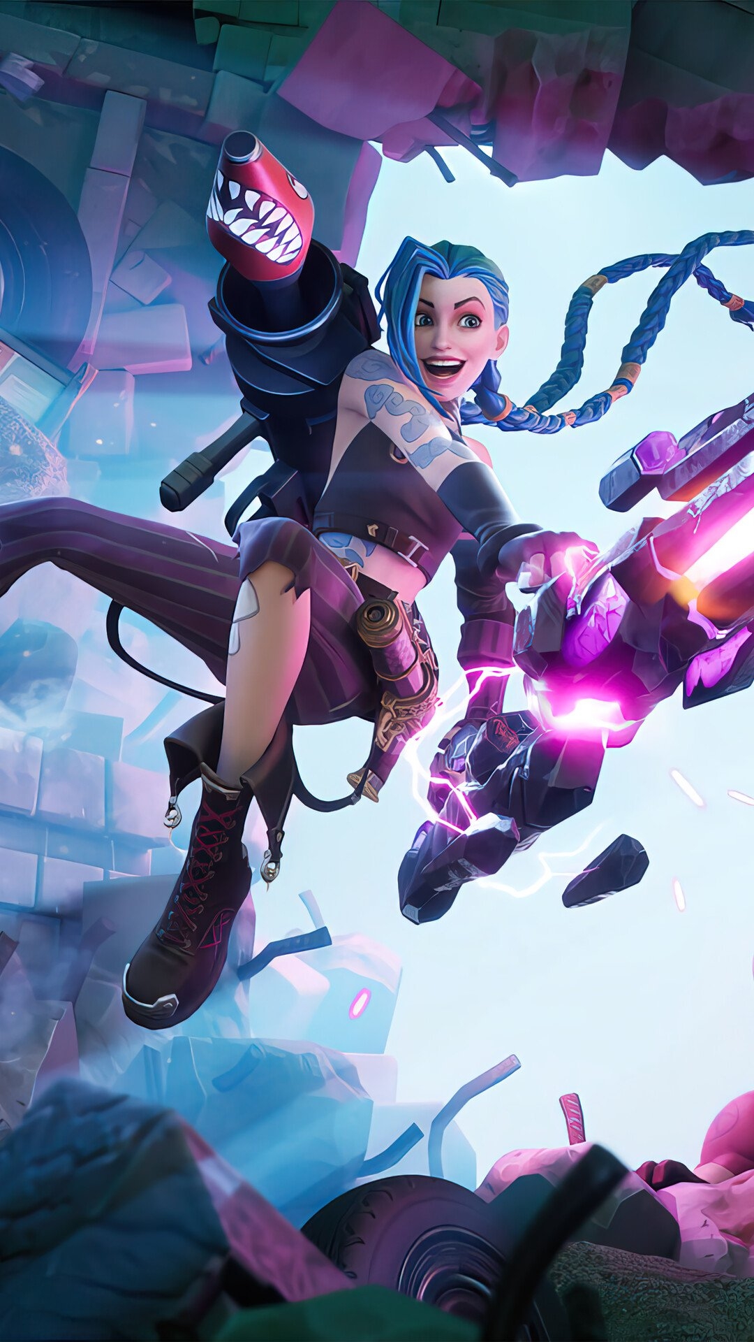 1080x1920 LOL Arcane Jinx Fortnite Phone iPhone 4K Wallpaper & Artwork, Phone