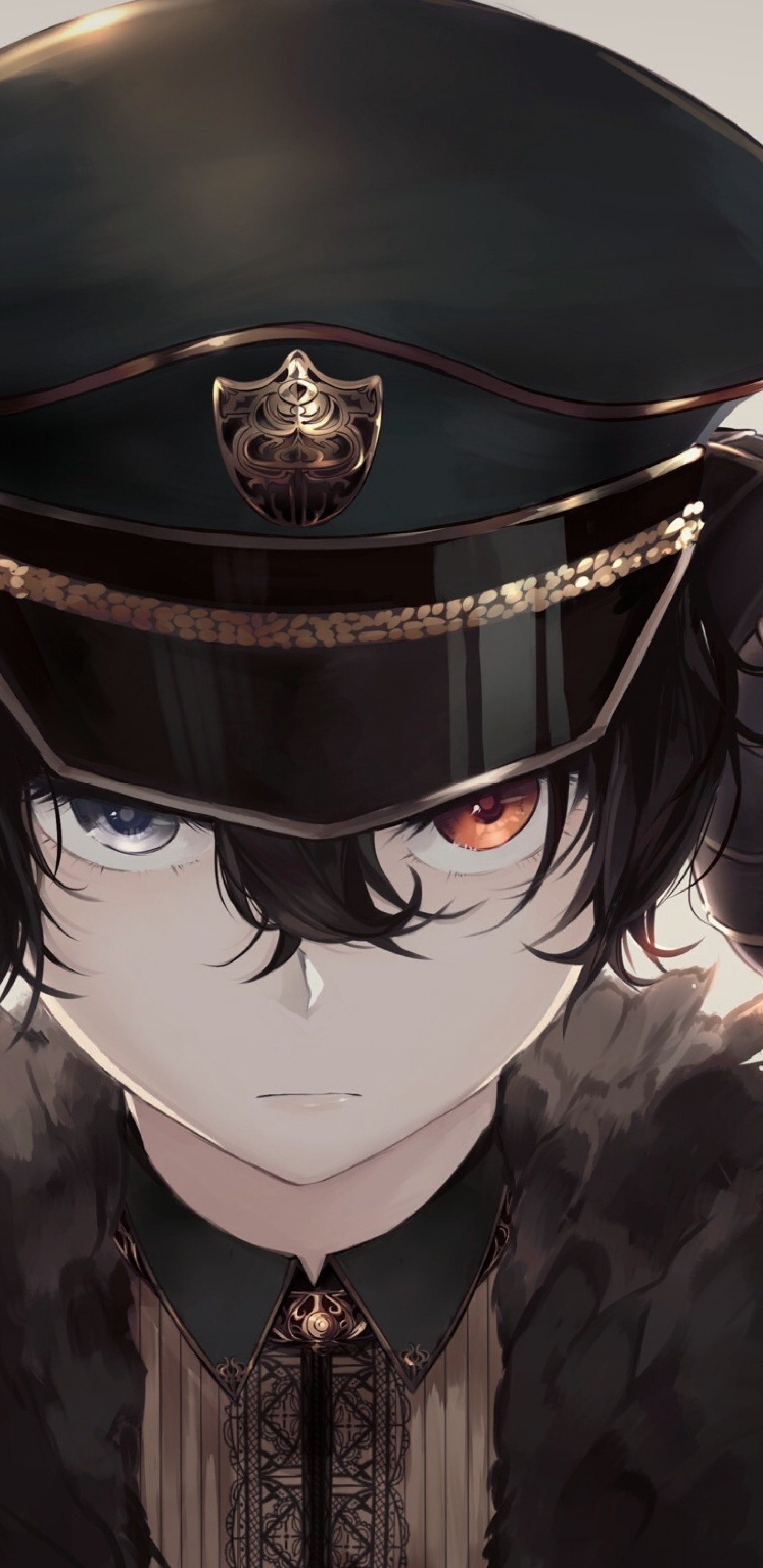 1440x2960 Download  Anime Boy, Creepy, Horns, Hat, Uniform, Bicolored Eyes Wallpaper for Samsung Galaxy S Note S S8+, Google Pixel 3 XL, Phone