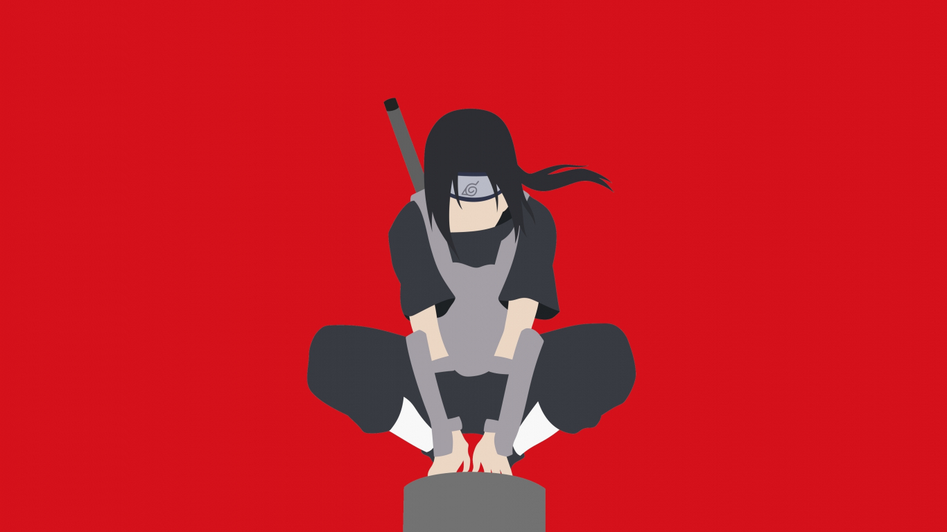 1370x770 Download wallpaper  minimal, warrior, naruto, itachi uchiha, tablet, laptop,  HD background, 15361, Desktop