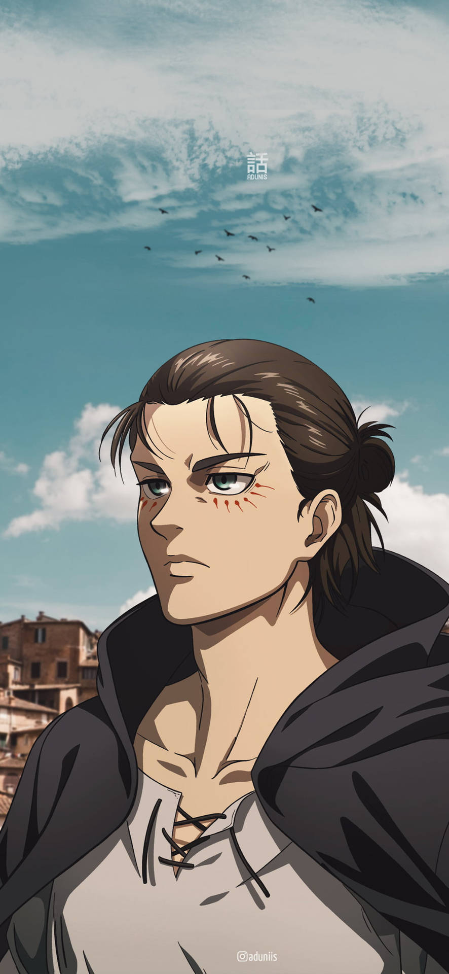 890x1920 Download Eren Man Bun Aesthetic Anime, Phone