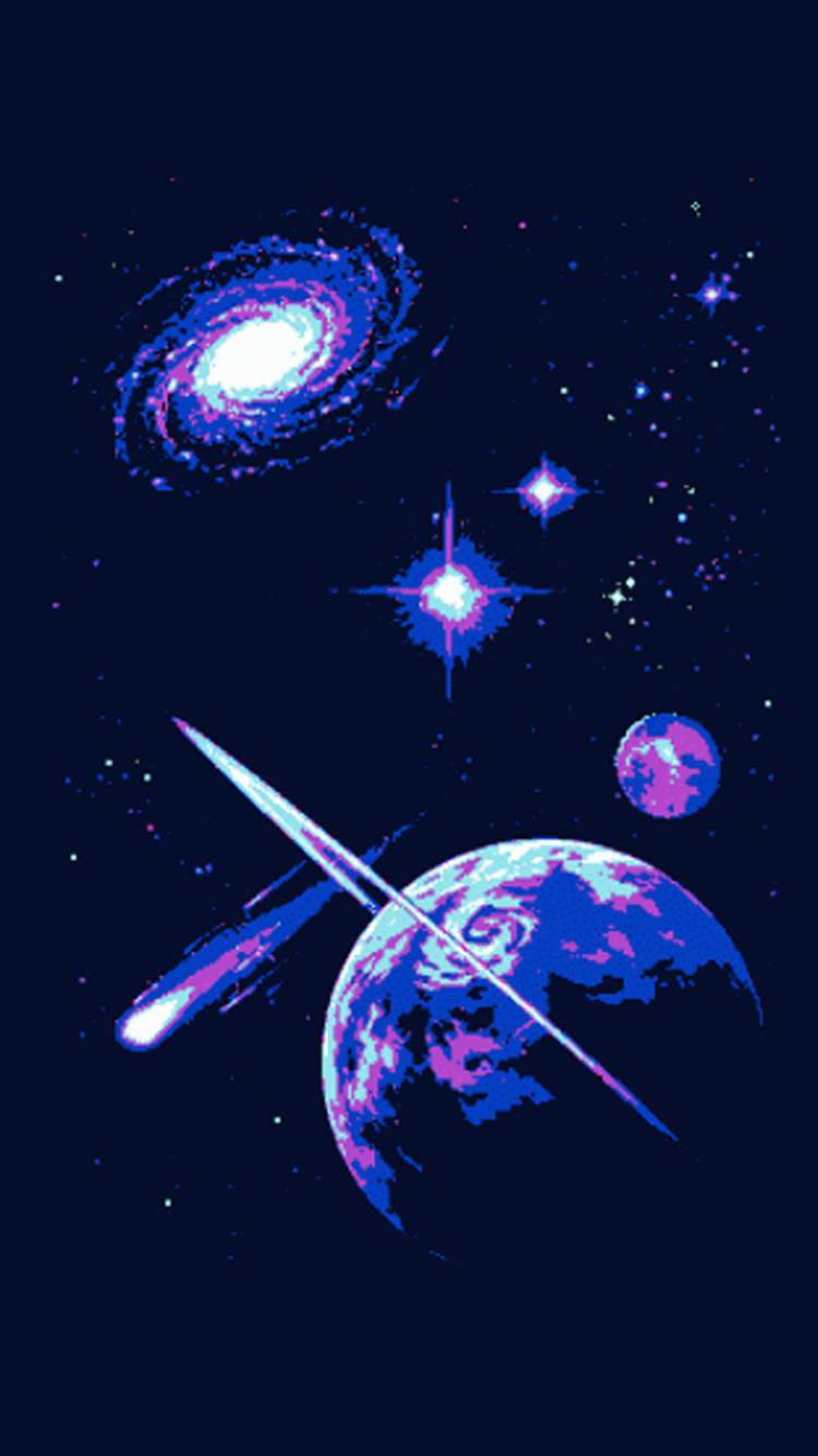 750x1340 Outer space, Space, Electric blue, Design, Astronomical object, Graphic design. Space art, Pixel art, Pixel art background, Phone