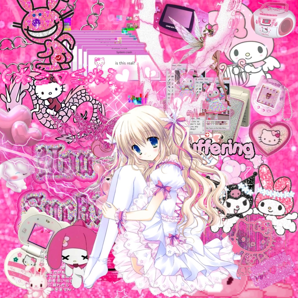 1200x1200 Animecore girl 2000s y2k. Hello kitty iphone wallpaper, Animation art character design, Pink posters, Phone