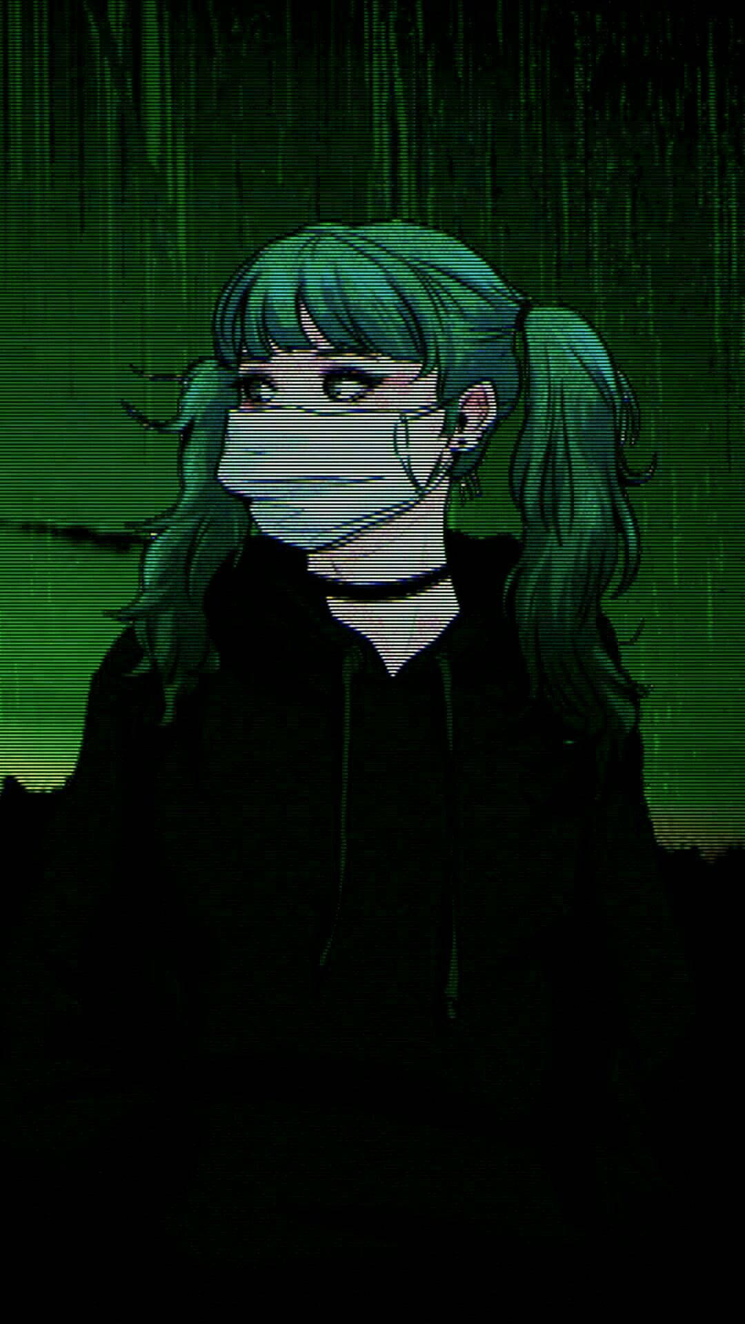 1080x1920 Download Dark Green Anime Girl Aesthetic Wallpaper, Phone