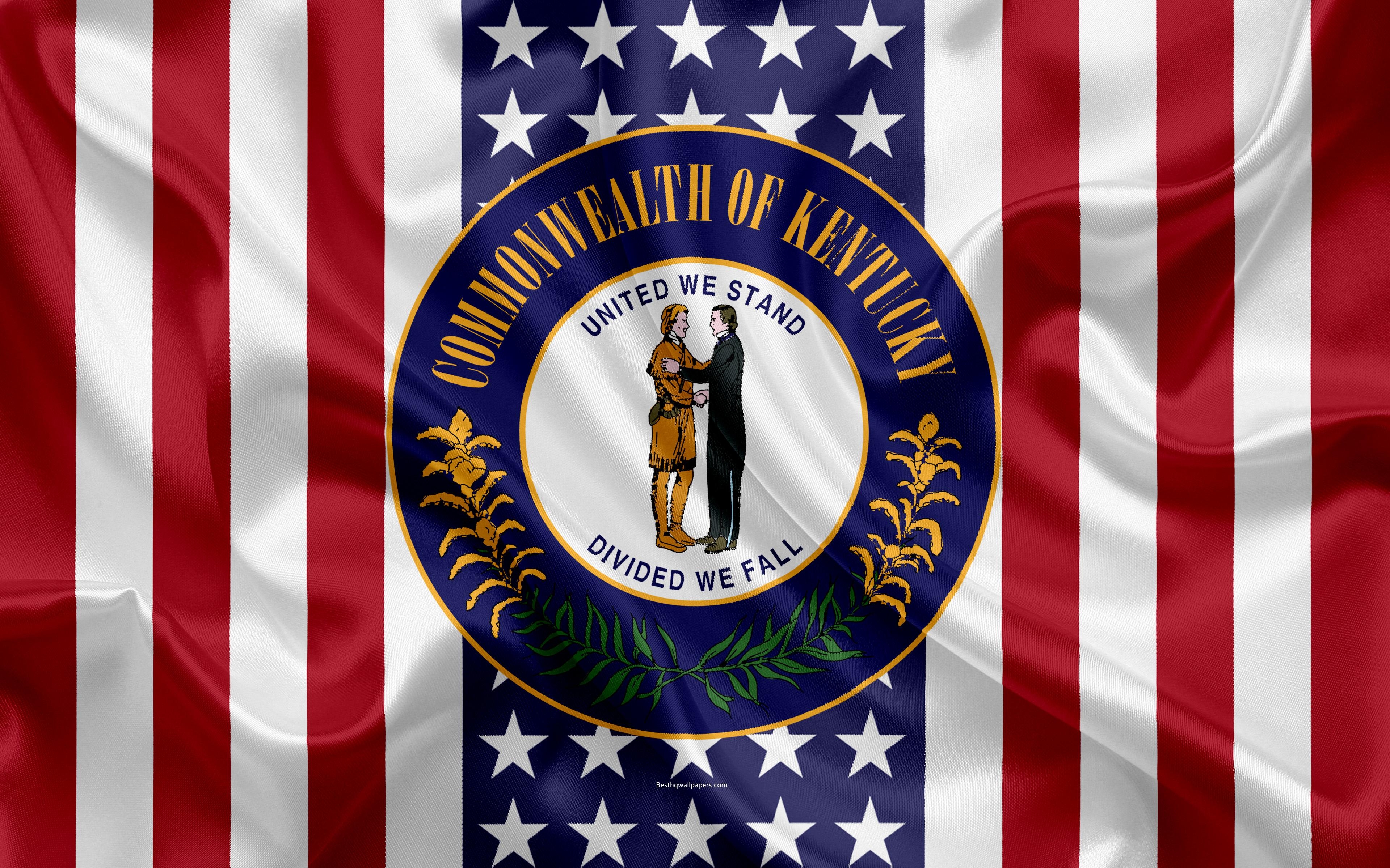 3840x2400 Download wallpaper Kentucky, USA, 4k, American state, Seal, Desktop