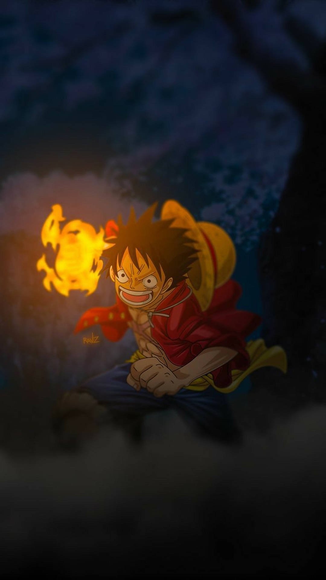 1080x1920 Download Luffy With Fire One Piece IPhone Wallpaper, Phone