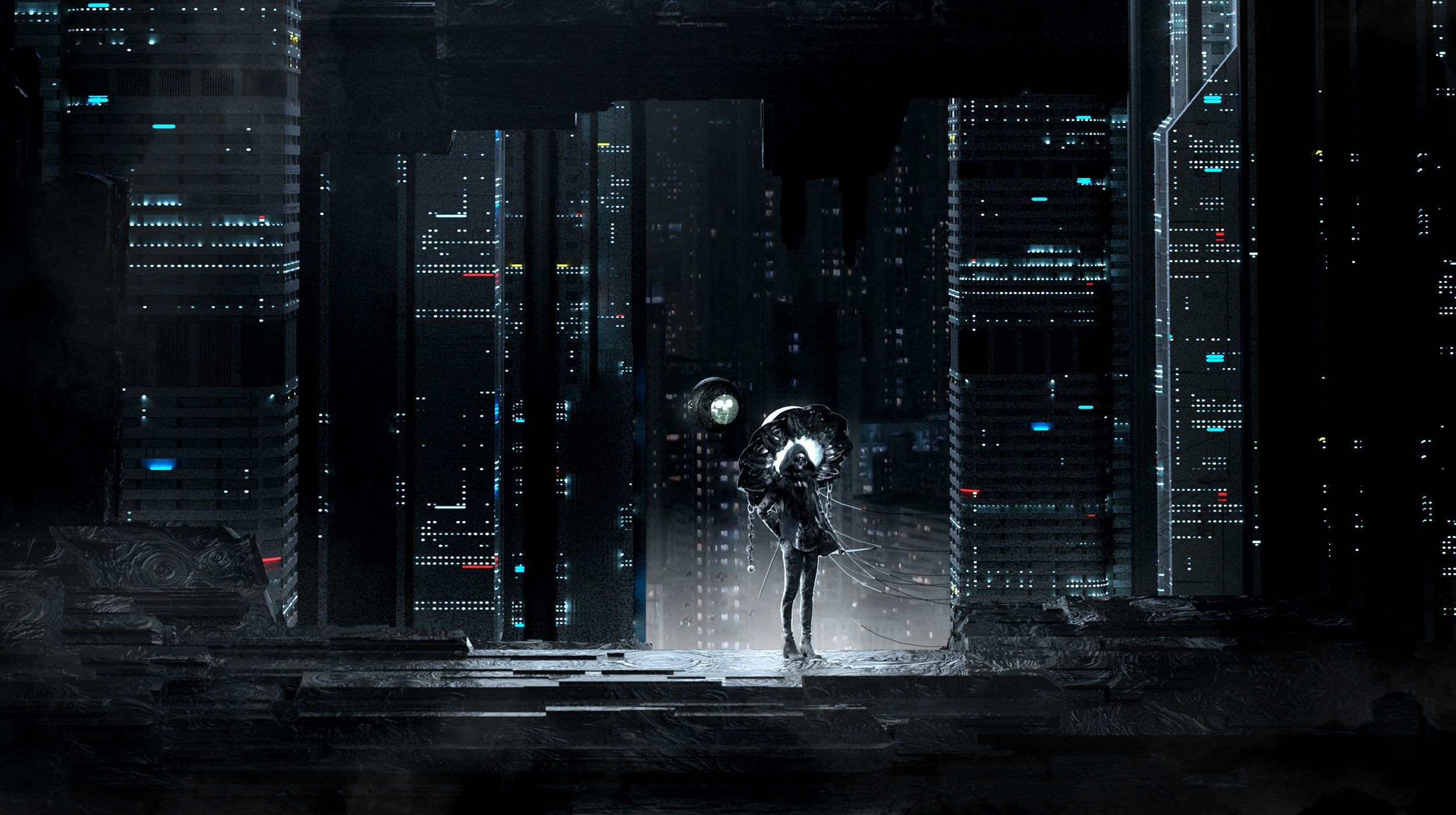 2500x1400 Skull Ghost Cityscape Dark Night, HD.hdqwalls.com, Desktop