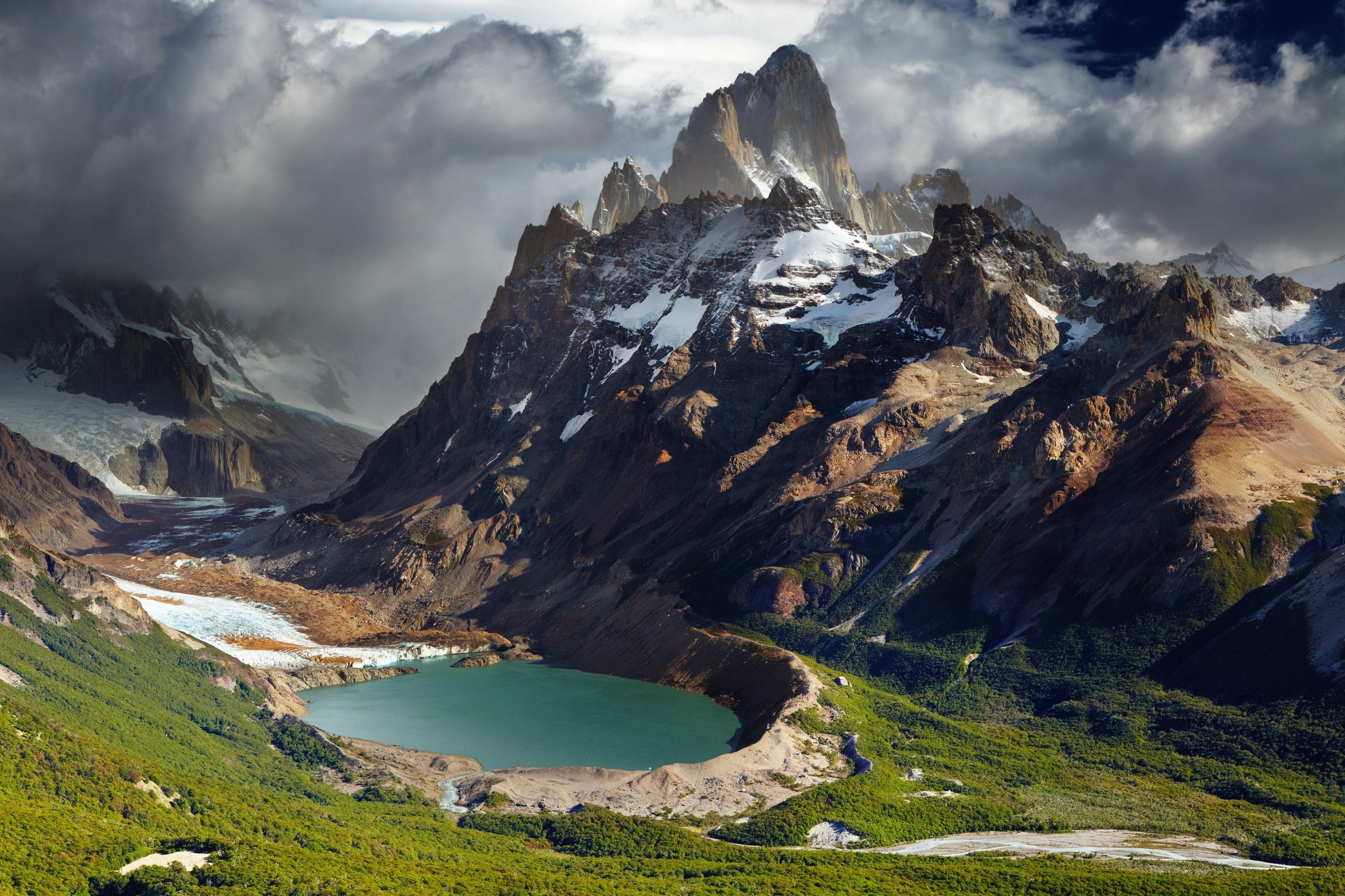 4690x3130 Download  Argentina, Lake, Dark Clouds, Mountain, Scenic, Desktop