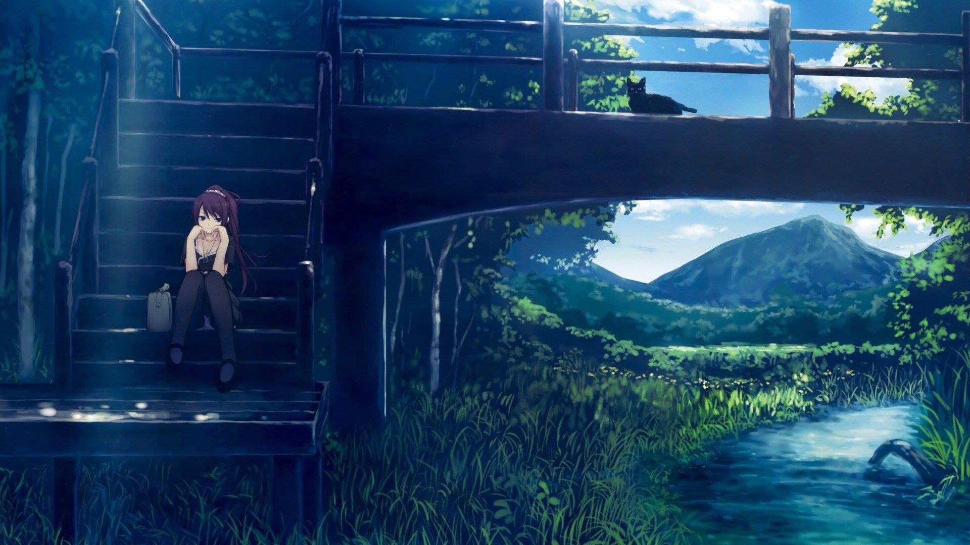 1920x1080 Chainimage Sad Girl Anime Scenery Wallpaper • Thebiem, Desktop