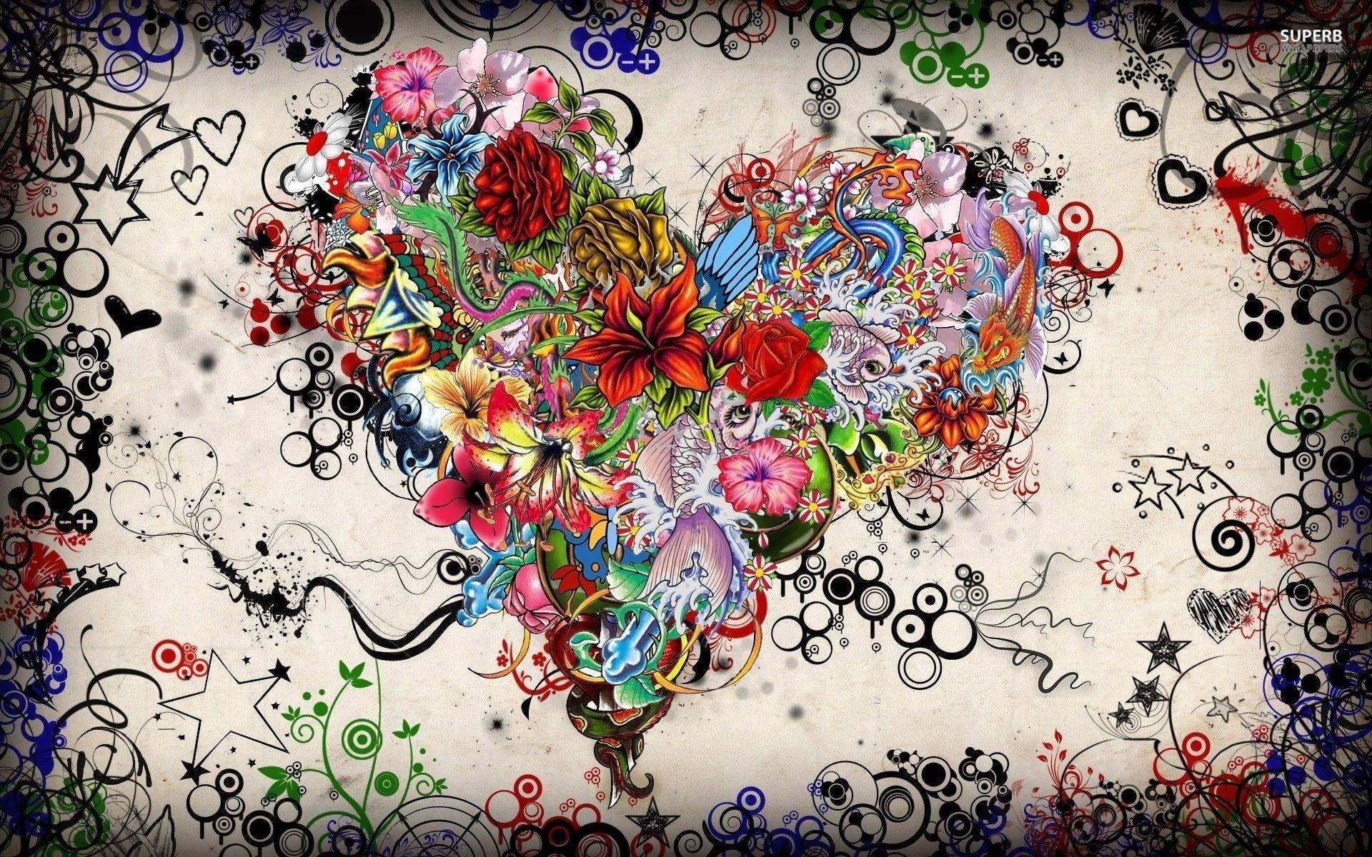 1920x1200 Tattoo Hearts Wallpaper 40182 in Abstract, Desktop