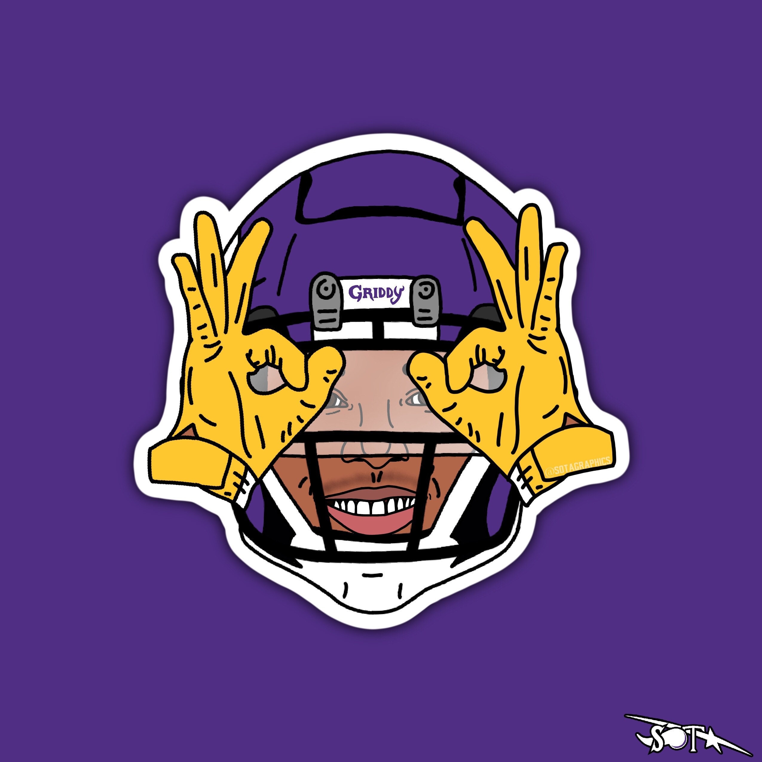 2550x2550 Vikings Justin Jefferson GRIDDY Sticker, Phone