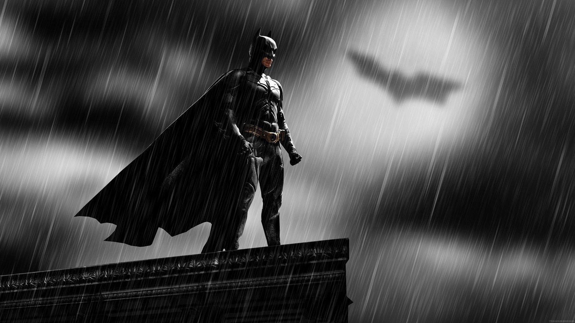 1920x1080 Batman, Rooftops, Rain, Bat Signal, MessenjahMatt, People Wallpaper HD / Desktop and Mobile Background, Desktop