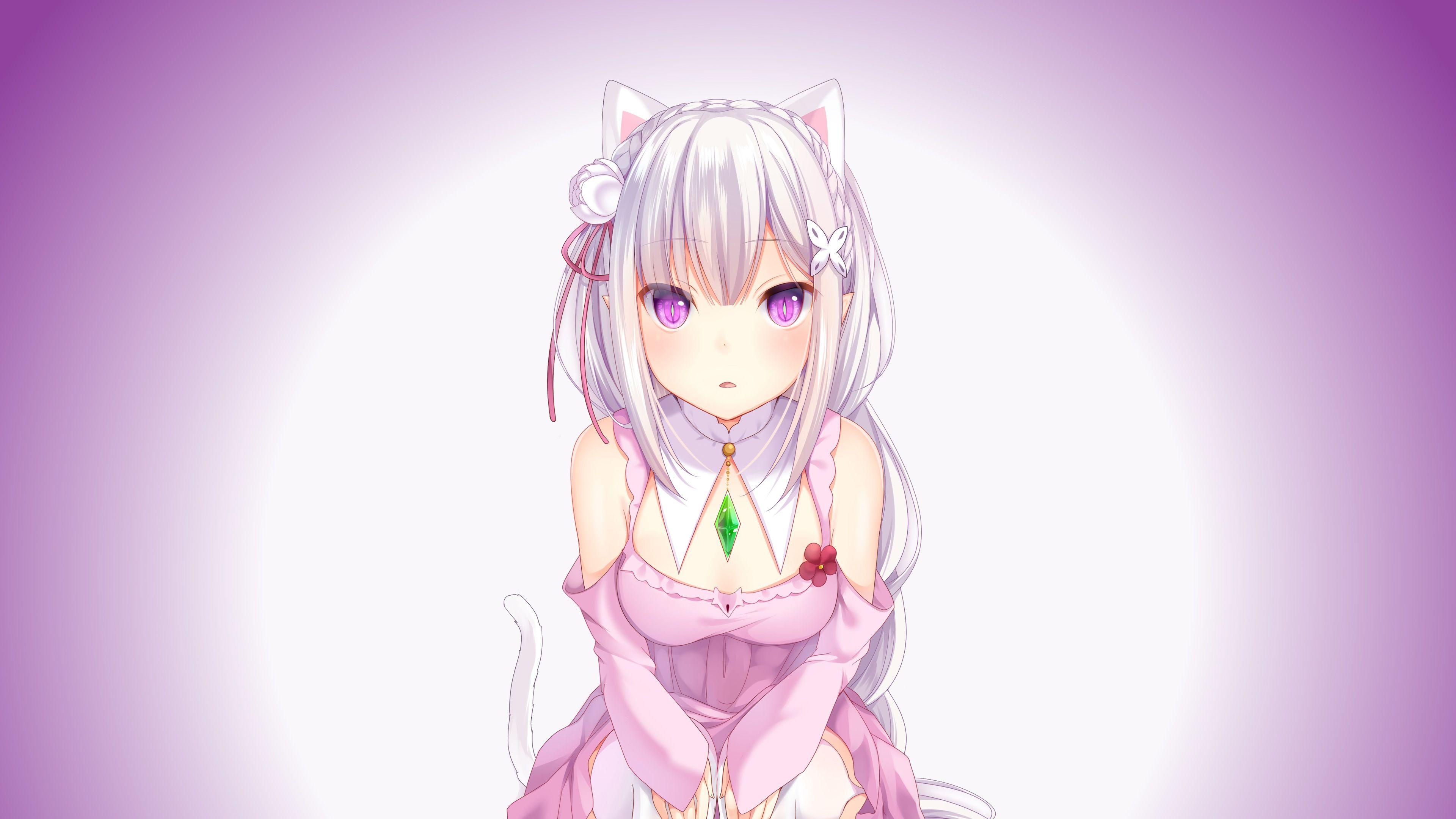 3840x2160 Wallpaper Emilia, ReZero, Anime girl, 4K, Anime,. Wallpaper, Desktop