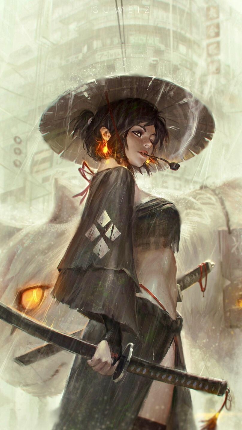 810x1440 Samurai Girl, Phone