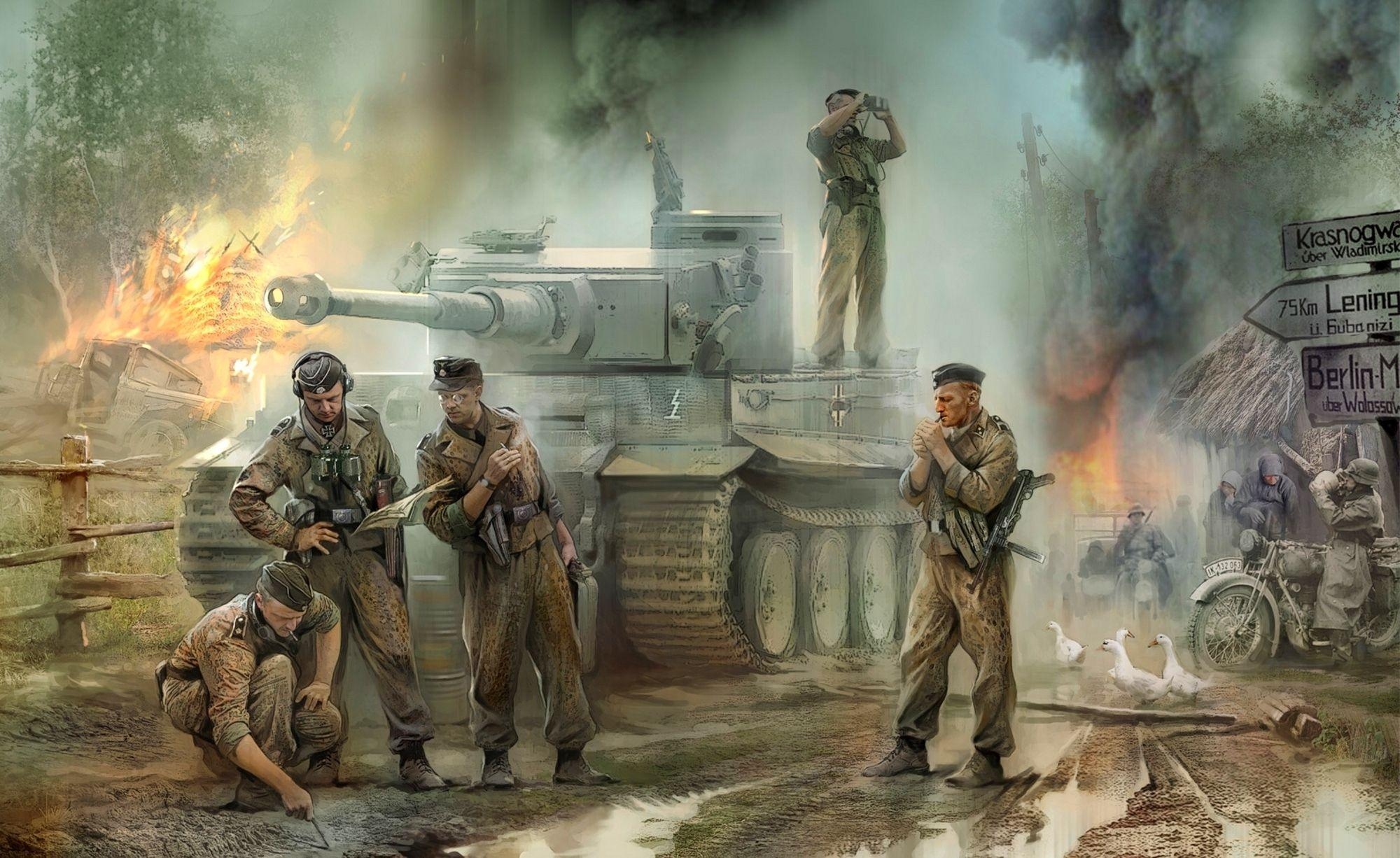 2000x1230 Wallpaper Tanks Soldiers Tiger Army Image Download, Desktop