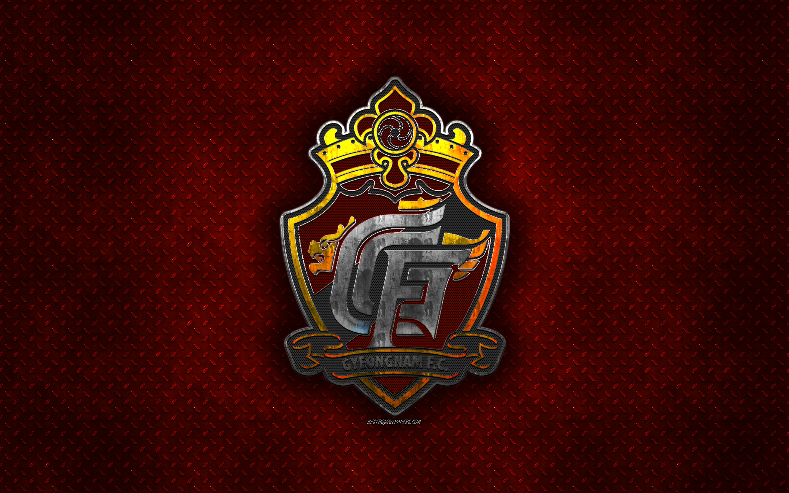 2560x1600 Download imagens Gyeongnam FC, Coreia do sul futebol clube, vermelho, Desktop