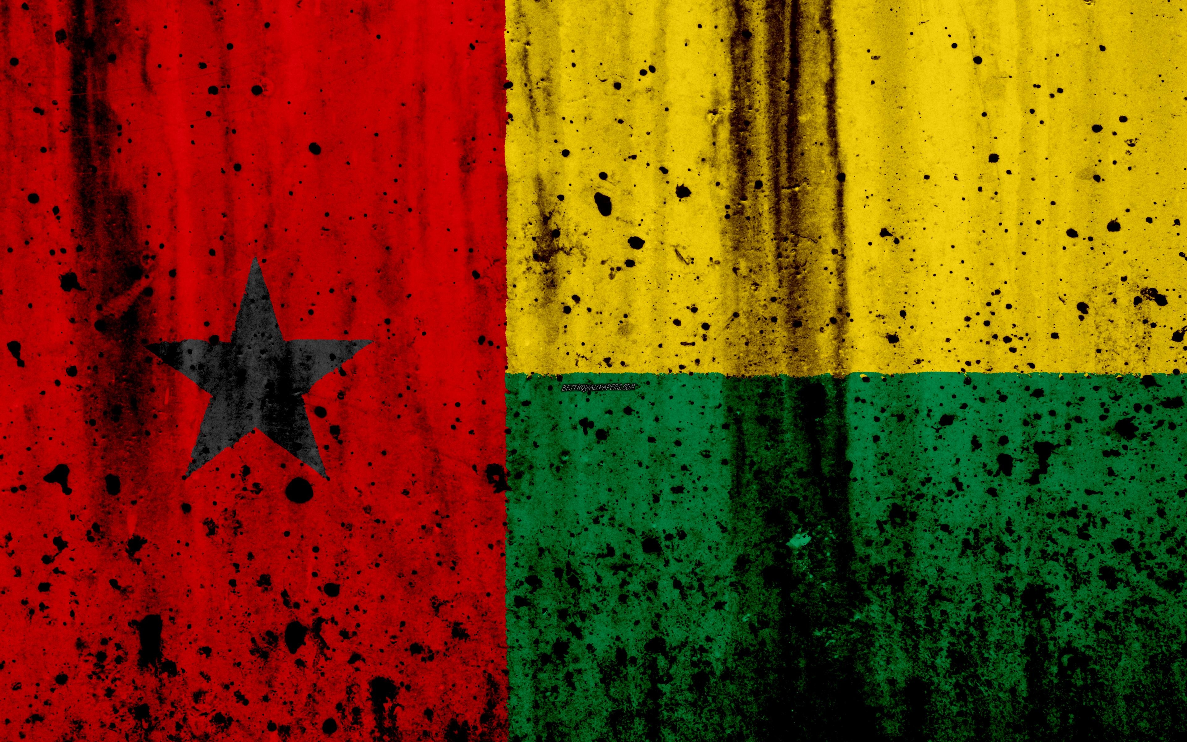 3840x2400 Download Wallpaper Guinea Bissau Flag, 4k, Grunge, Flag Of Guinea, Desktop