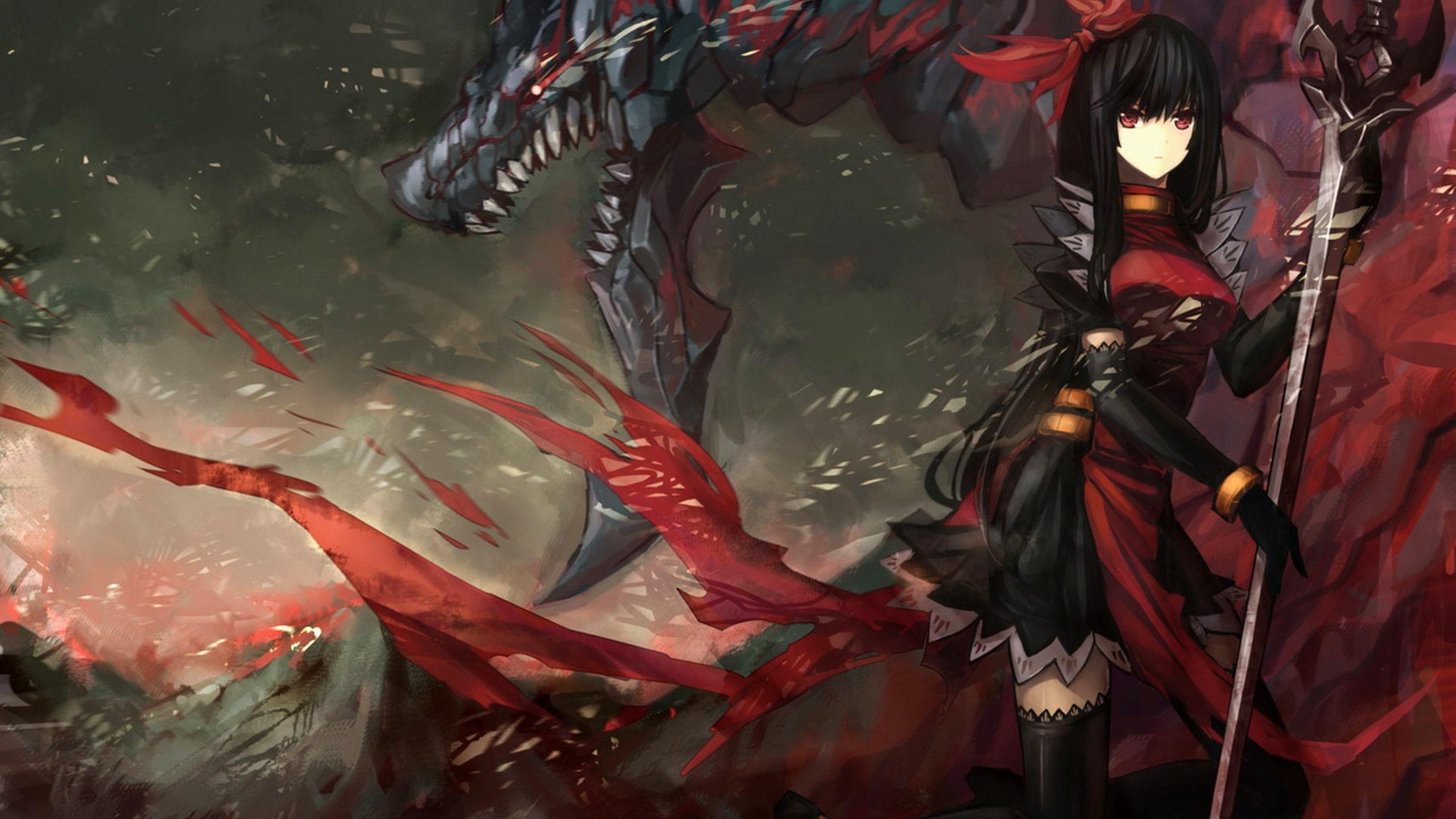 2560x1440 Anime Girl Warrior Wallpaper, Desktop