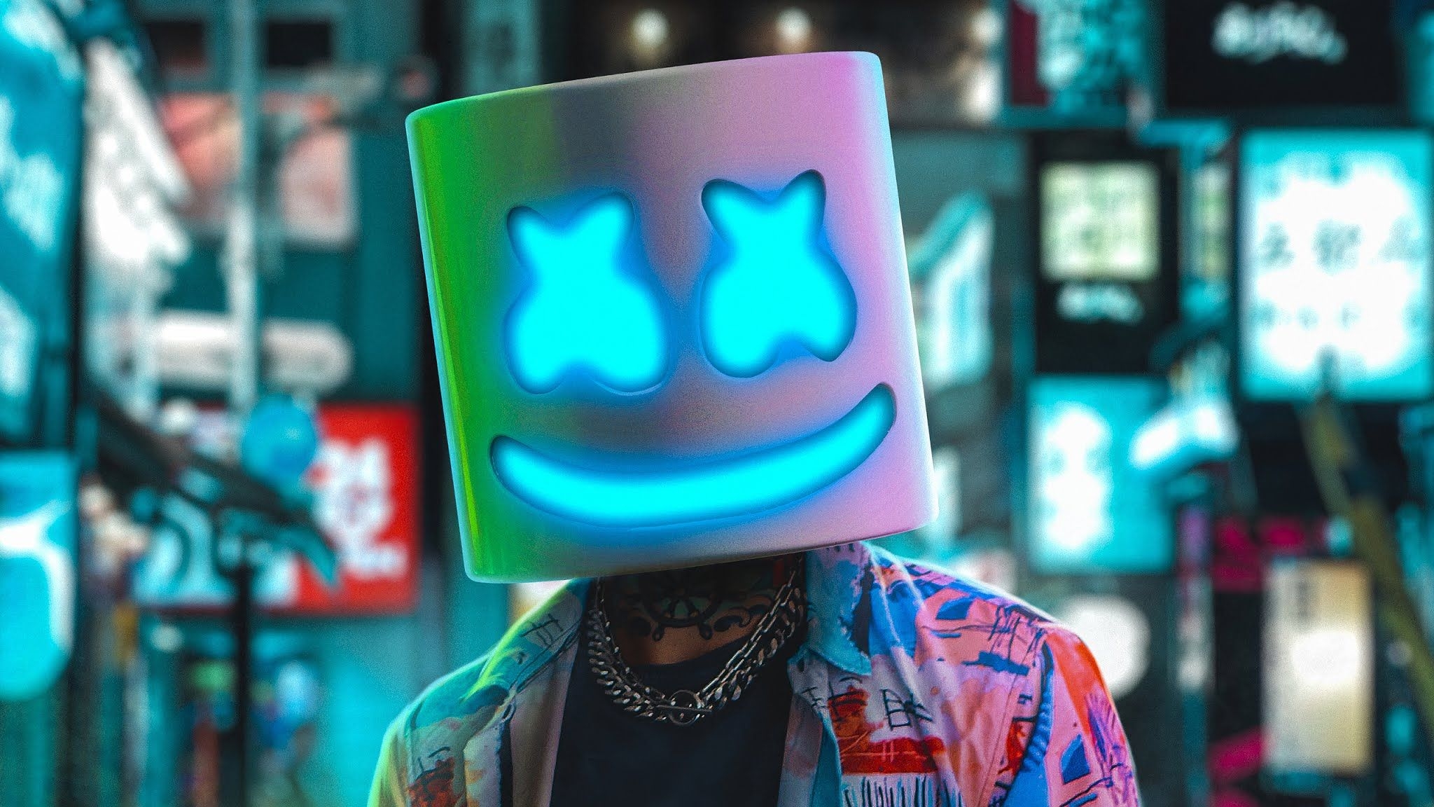 2050x1160 Marshmello Neon 4k Wallpaper, Desktop